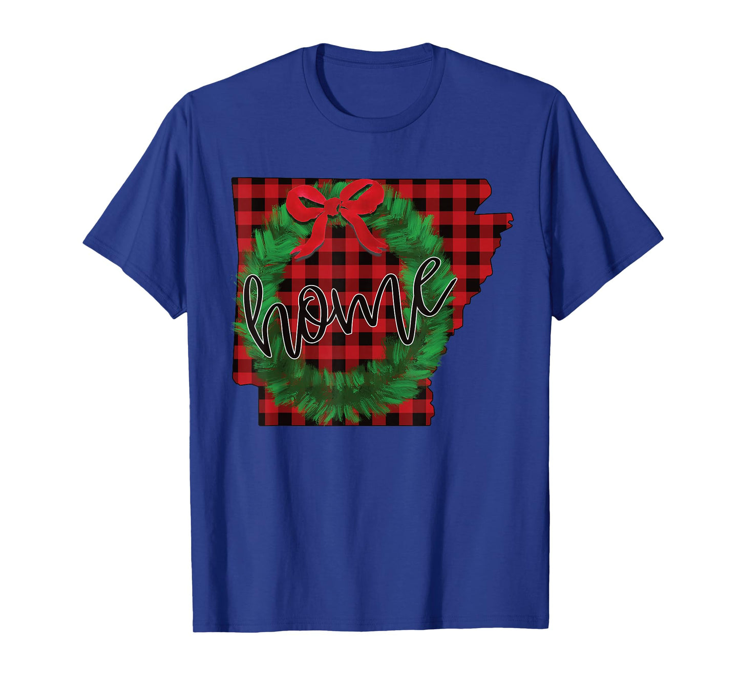 Arkansas Buffalo Plaid Christmas Home Wreath Retro T-Shirt
