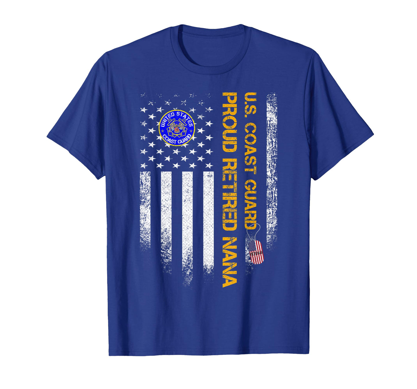 Vintage USA American Flag US Coast Guard Proud Retired Nana Women Men T-Shirt