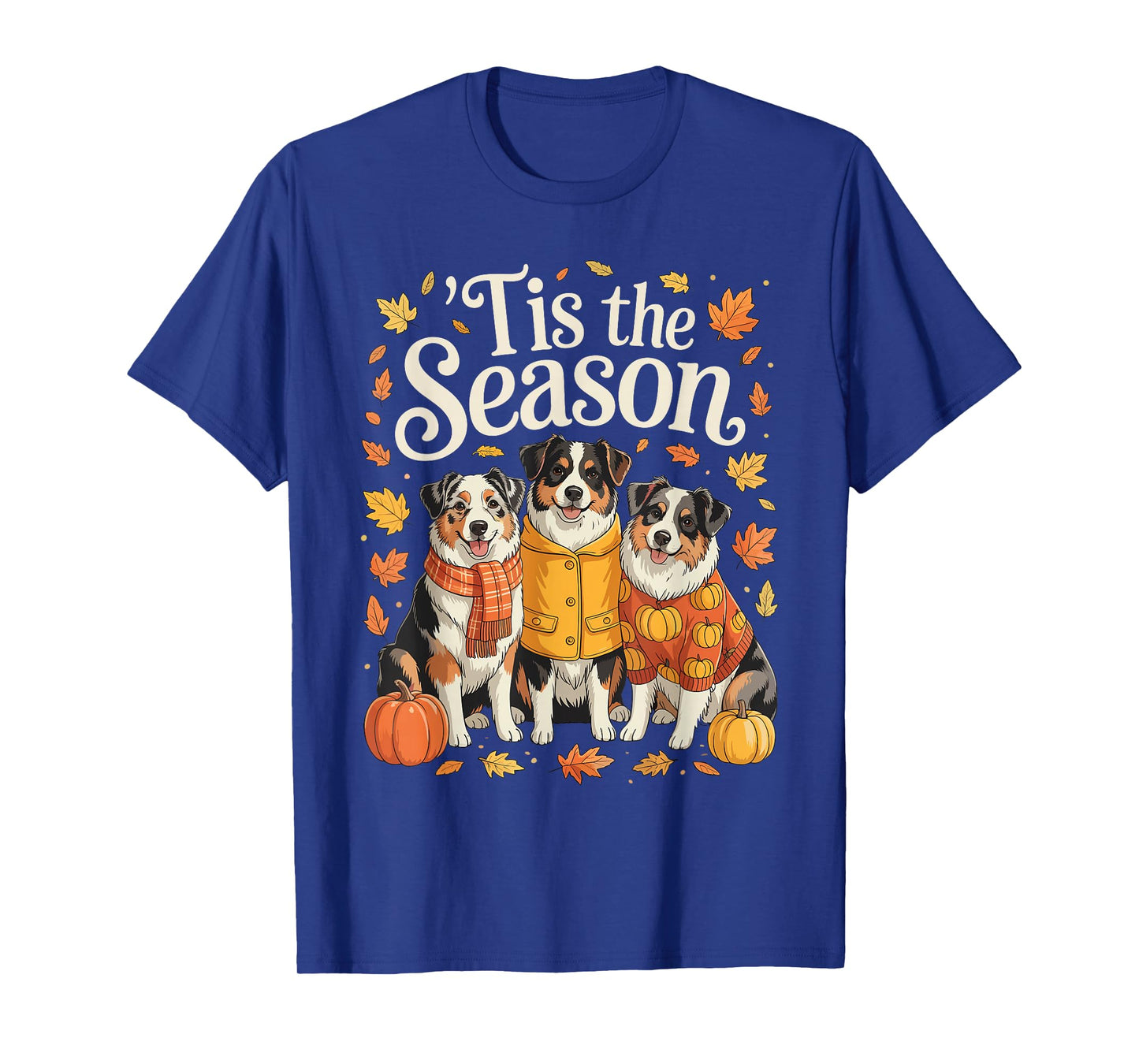 Tis The Season Australian Shepherd Fall Autumn Pumpkin Dog T-Shirt