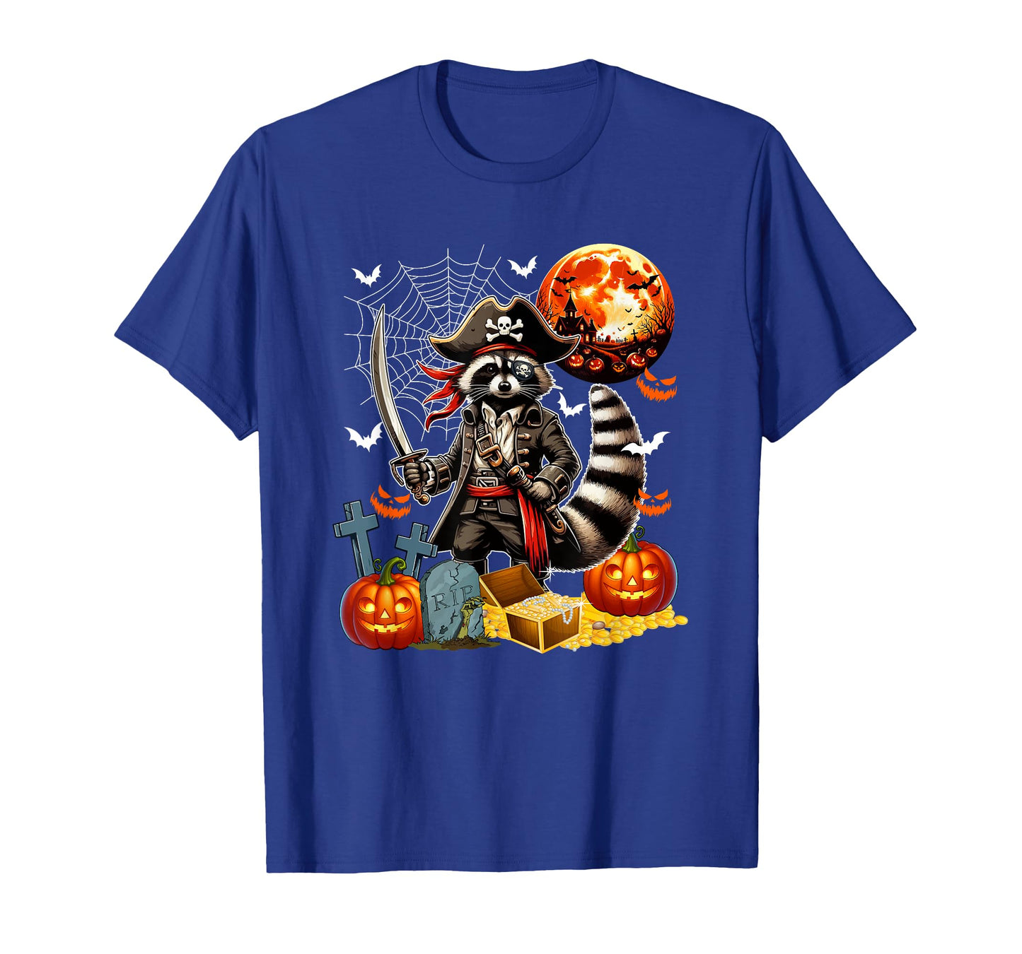 Raccoon Cosplay Pirate Halloween Horror Carved Pumpkins T-Shirt