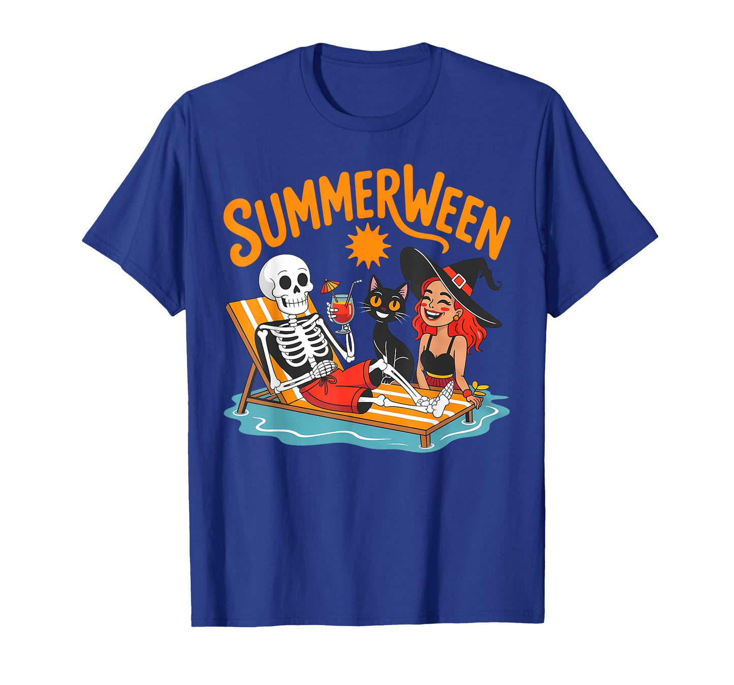Summerween Skeleton Witch Funny Summer Halloween T-Shirt