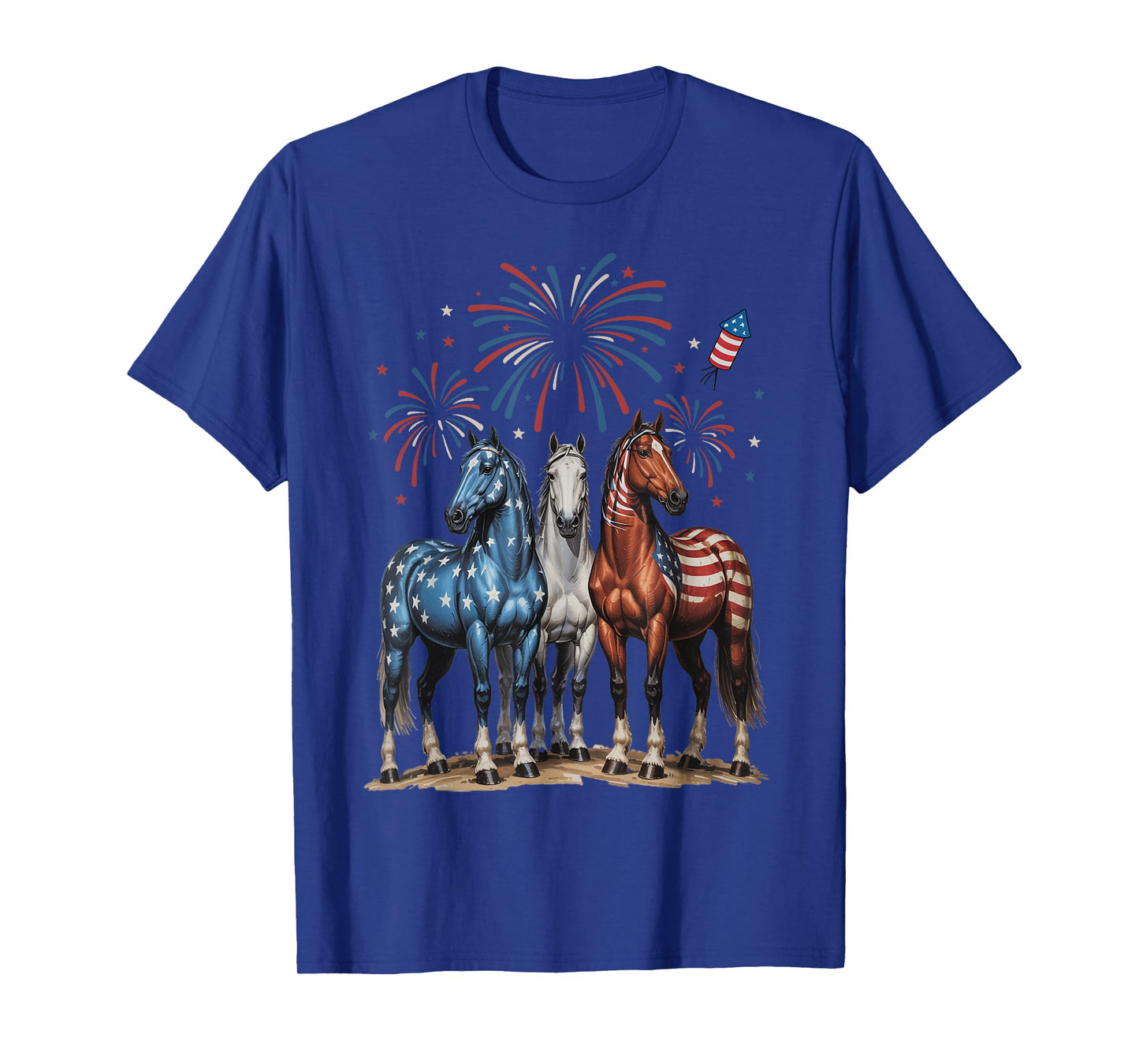 Horse 4th of July USA Flag Independence Day Gifts Graphic T-Shirt