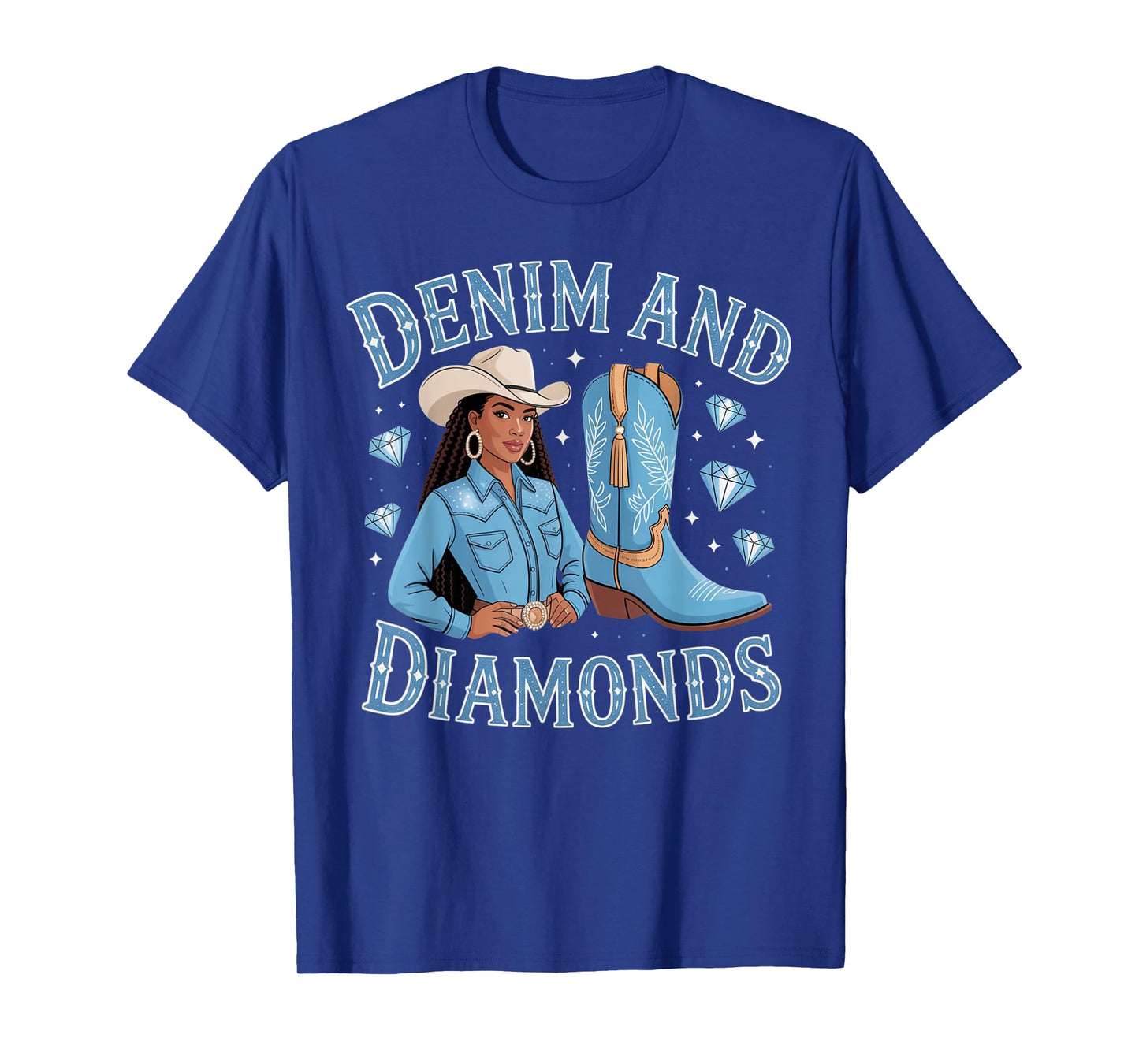 Denim And Diamonds Stylish Fabric Blue Denim Diamonds Jeans T-Shirt