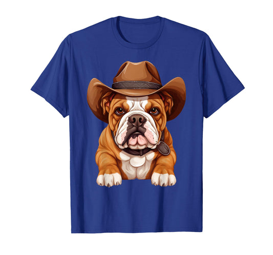 English Bulldog in Cowboy Hat Bulldog Lovers T-Shirt