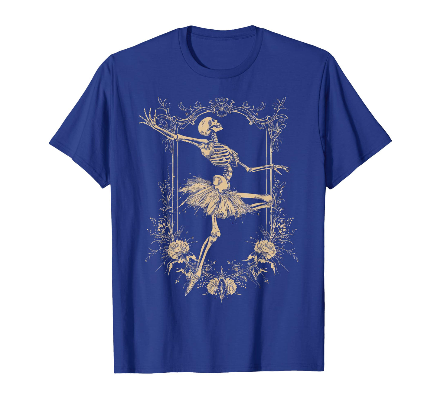 Retro Halloween Dancing Ballerina Skeleton Goth Design T-Shirt