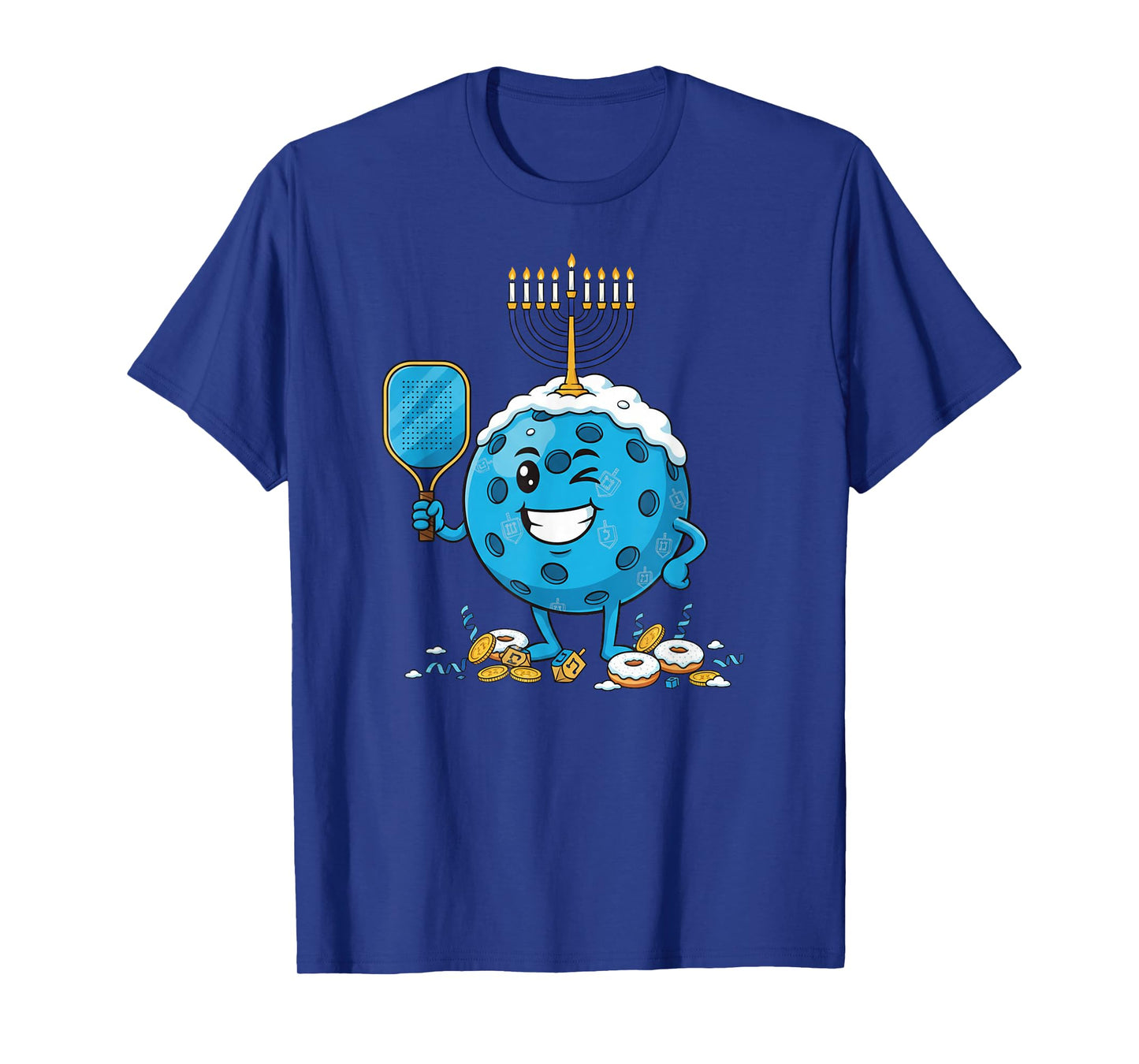 Funny Pickleball Dreidel Menorah Hanukkah Kids Womens Mens T-Shirt