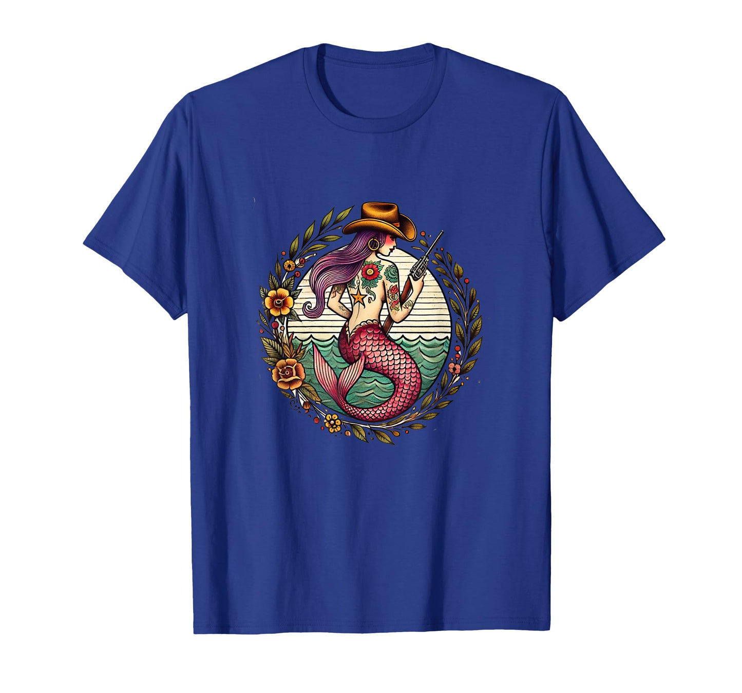 Art Nouveau Cowgirl Mermaid illustration T-Shirt