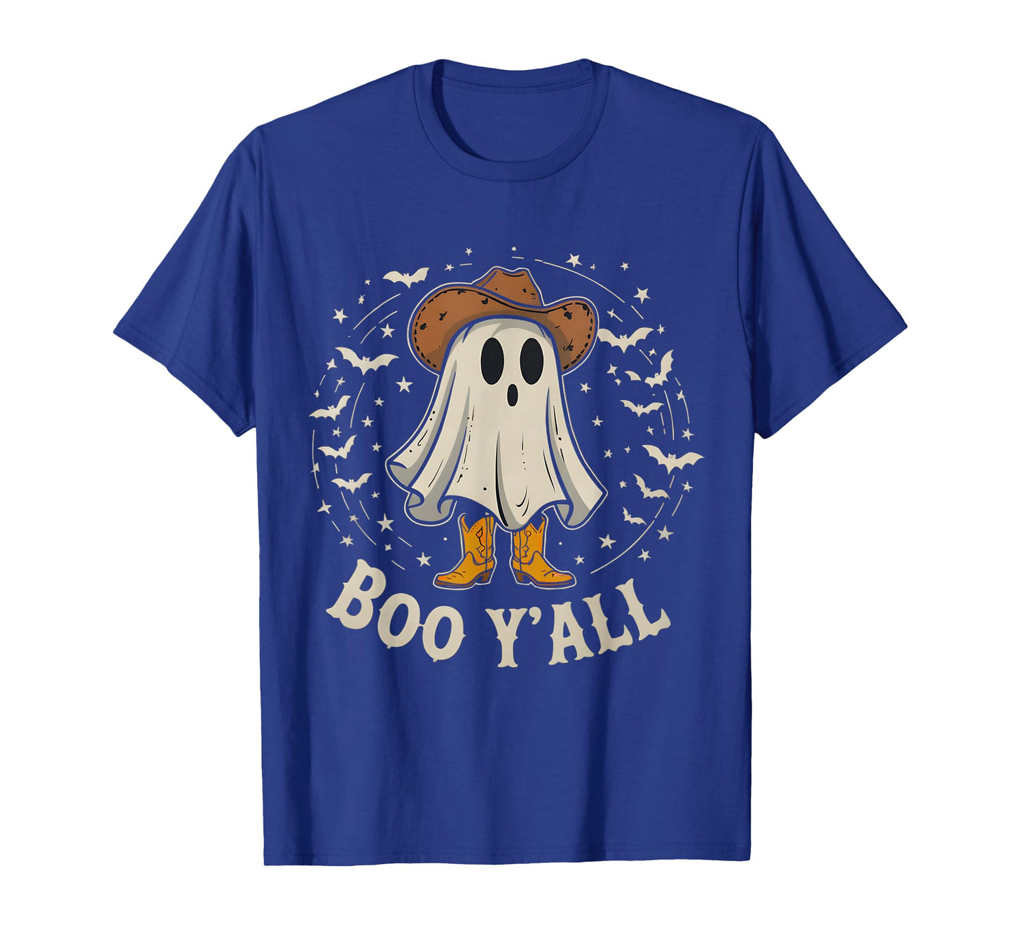Western Country Halloween Southern Retro Ghost Boo Y'all T-Shirt