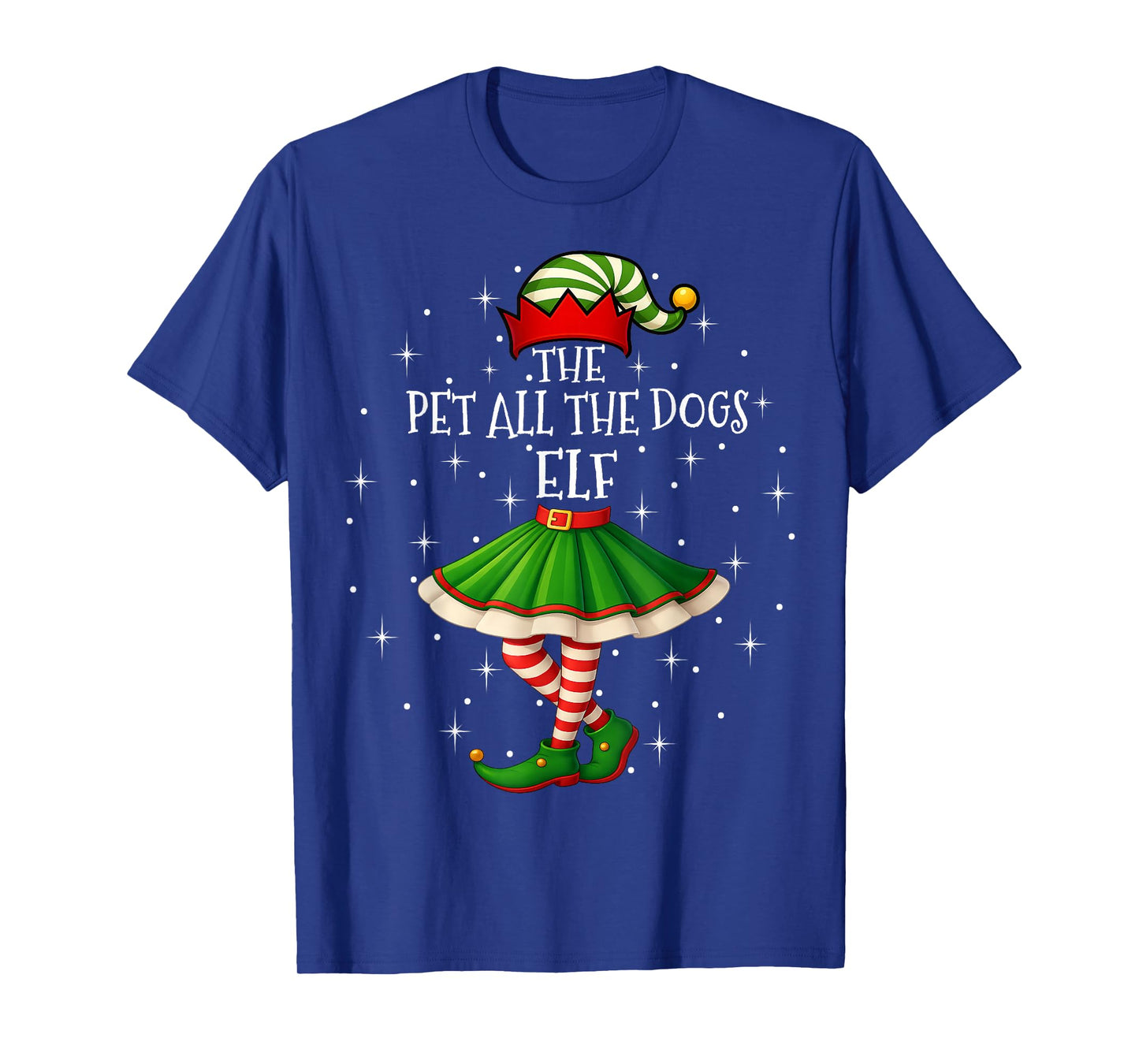 Pet All The Dogs Elf Christmas Family Women Girls Xmas Party T-Shirt