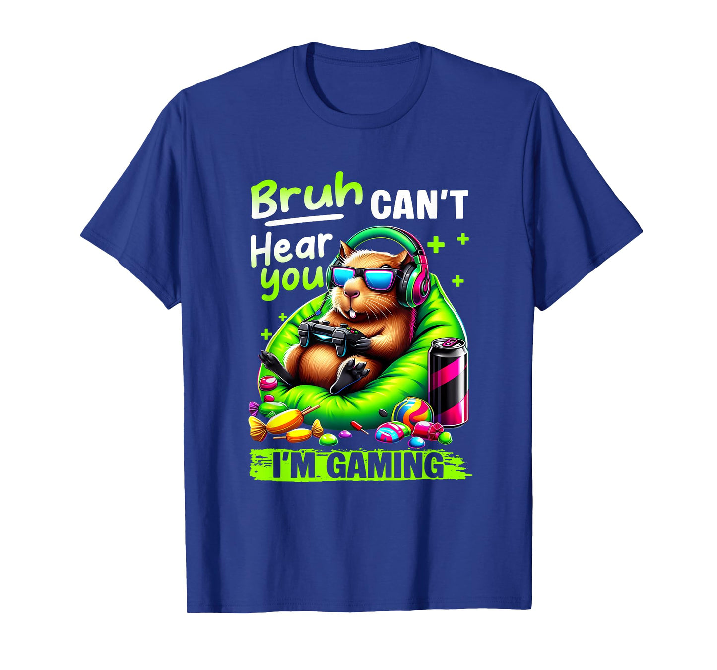 Bruh Can't Hear You I'm Gaming Funny Capybara Relaxing Gamer T-Shirt