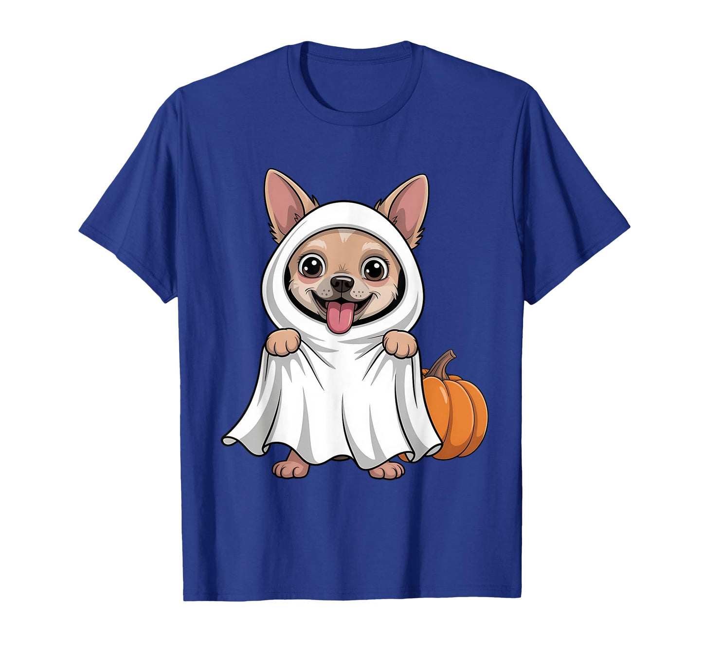 Chihuahua Dog Wearing A White Ghost Costume Dog Halloween T-Shirt