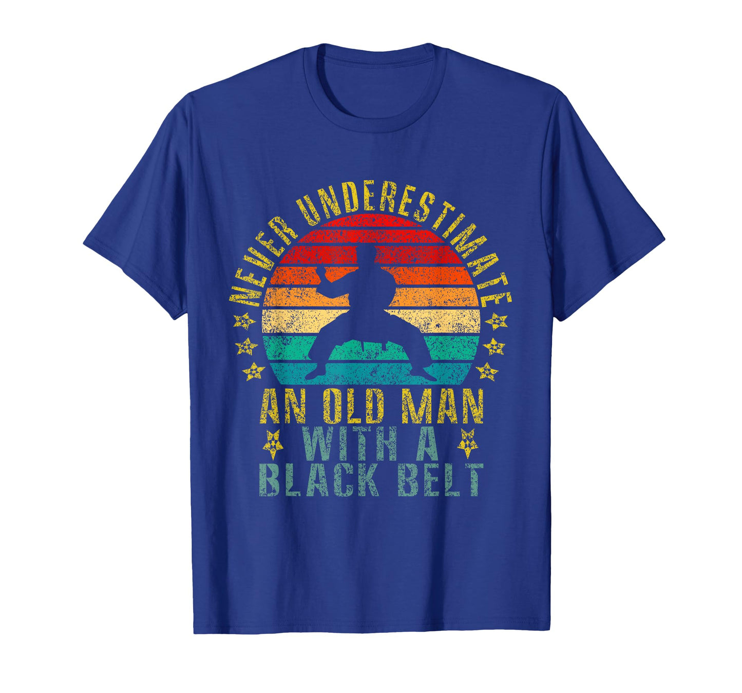 Never Underestimate an Old Man With a Black Belt Funny Retro T-Shirt