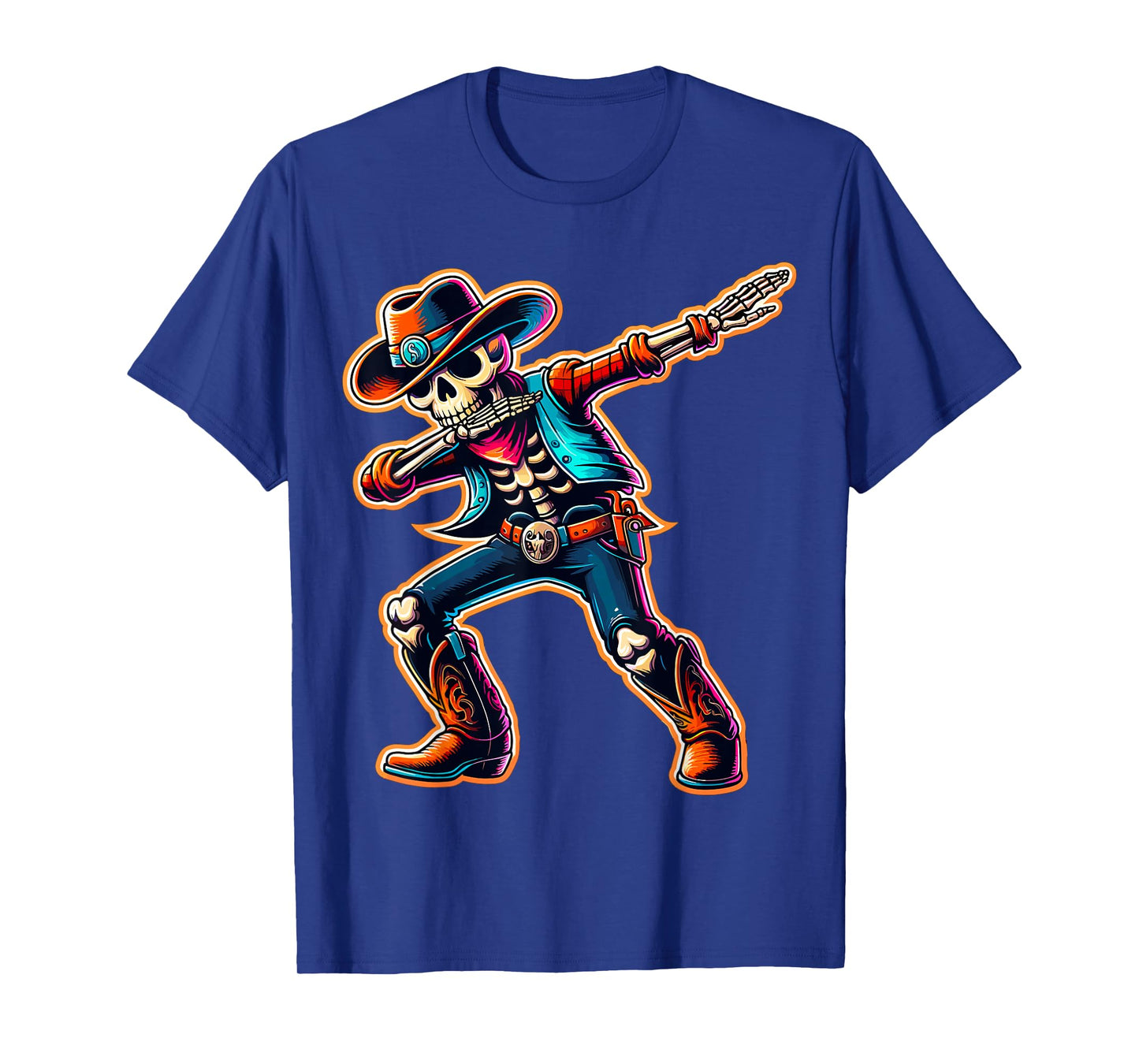 Magical and Funny Cowboy Gifts Cowboy Dabbing Skeleton Halloween Western T-Shirt