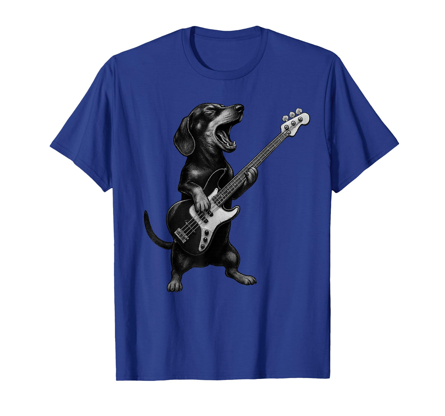 Dachshund Playing Bass Guitar Rock Music Dog Lover T-Shirt