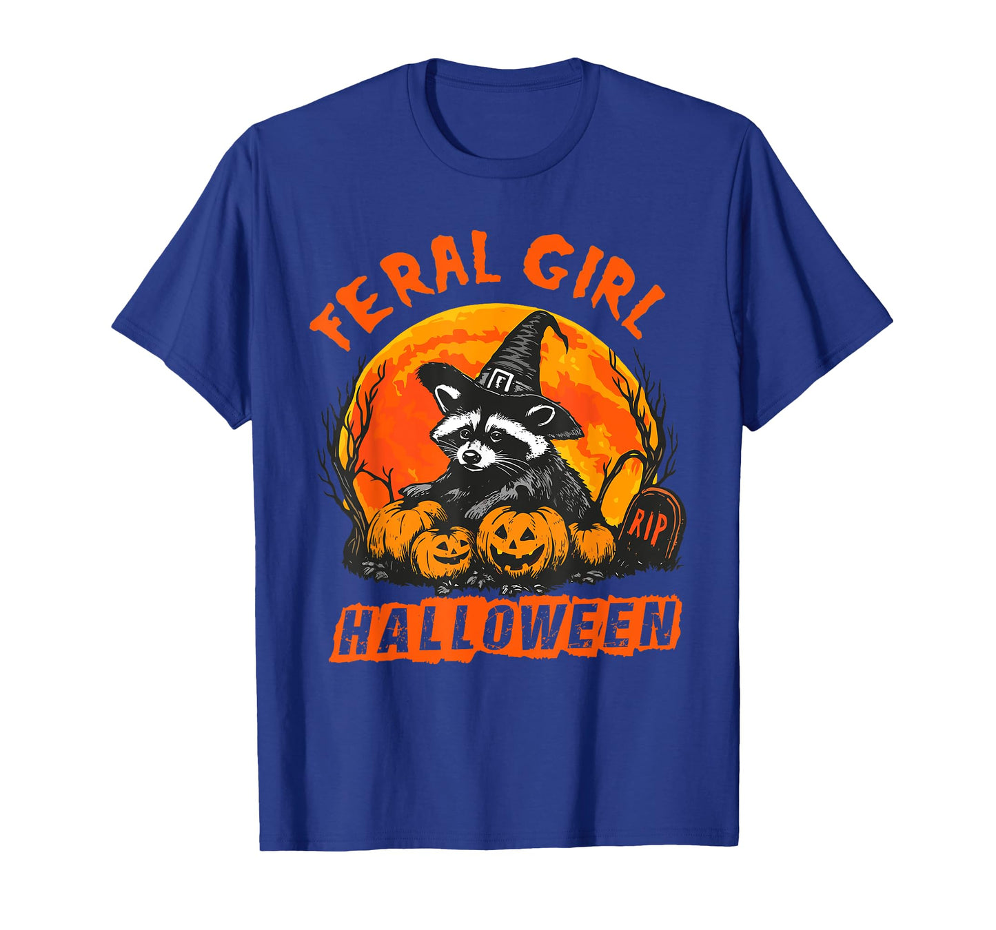 Feral Girl Halloween Raccoon Witch Pumpkin Raccoon Lover T-Shirt