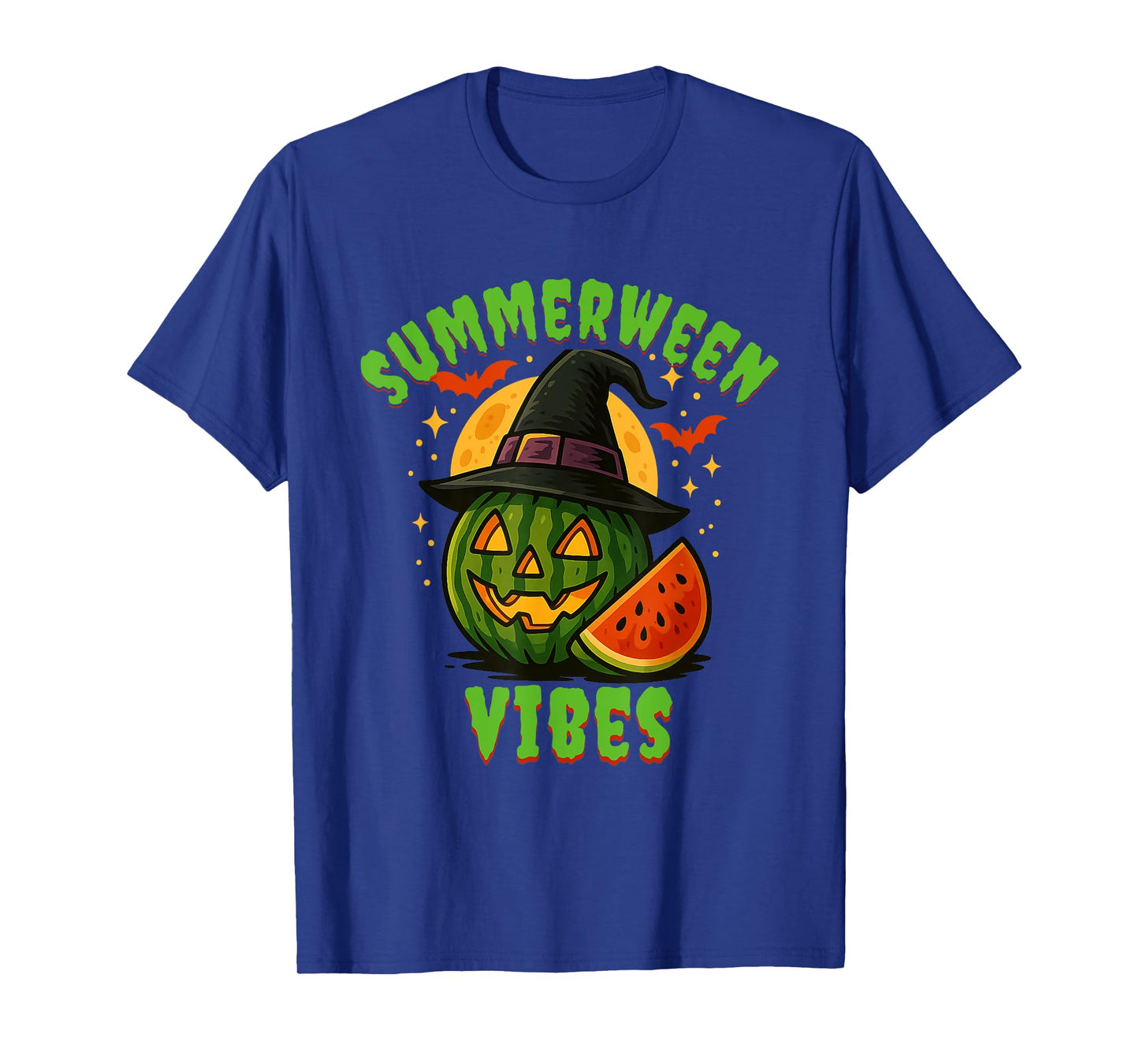 Beach Watermelon Summerween Vibes Witch Halloween in July T-Shirt