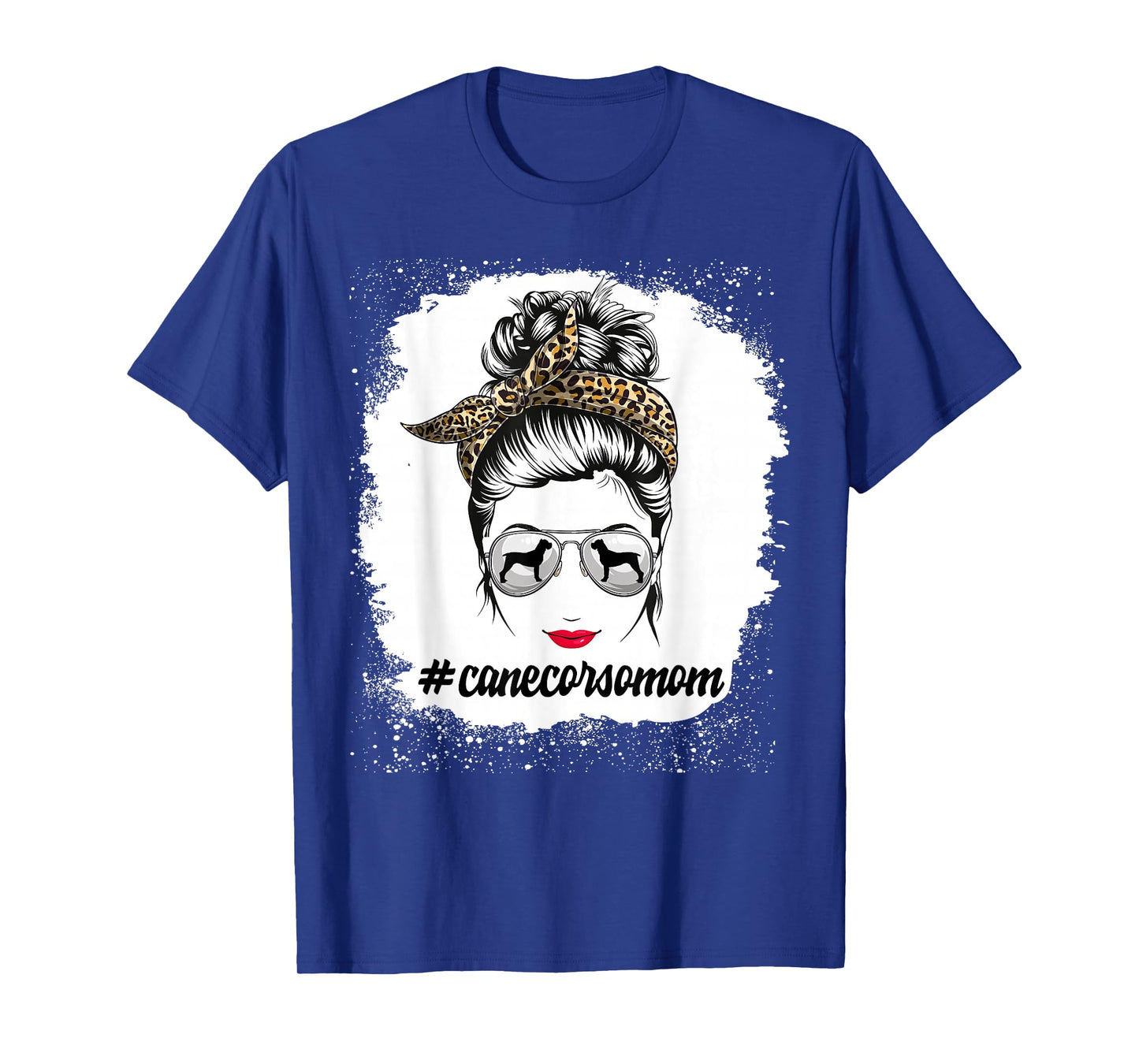 Cane Corso Dog Mom Bleached Messy Bun Leopard Women T-Shirt