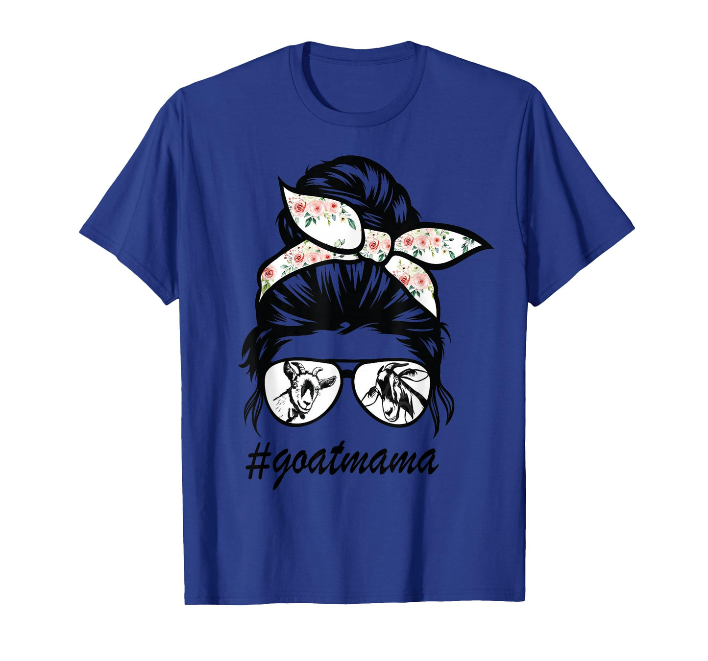 goat mama Messy Bun goat mom messy bun hair glasses T-Shirt