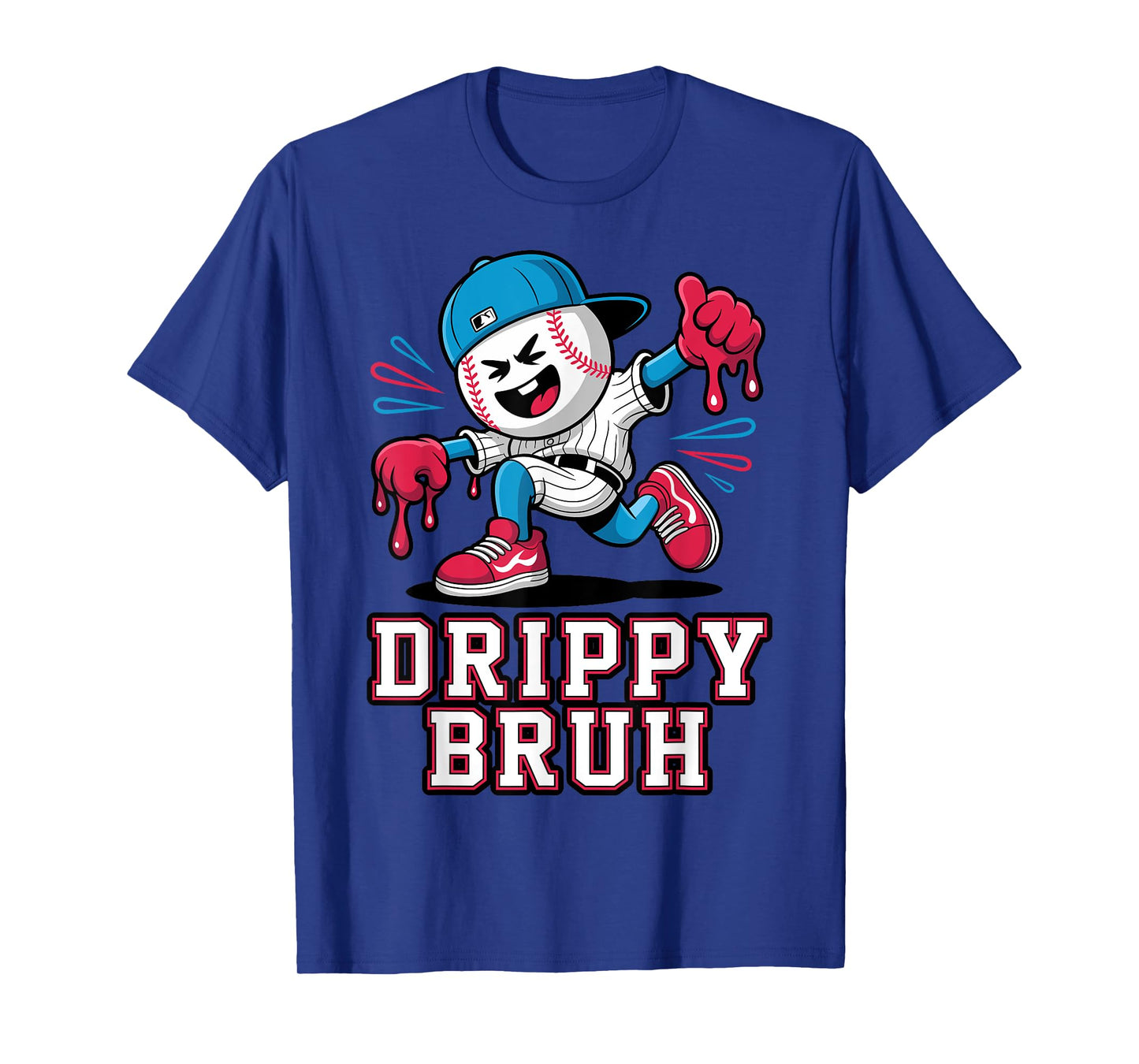 Funny Baseball Drip Bruh for Boys Kids Dripping Ice Cream T-Shirt