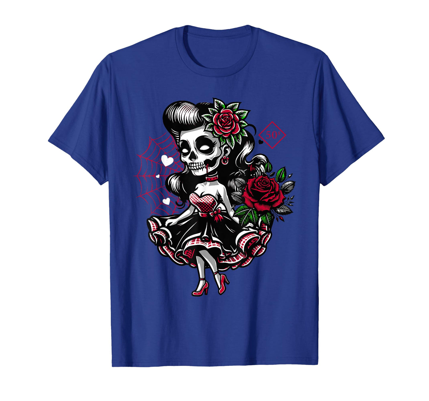 Kawaii Rockabilly Skeleton Pin Up Horror Rebel T-Shirt