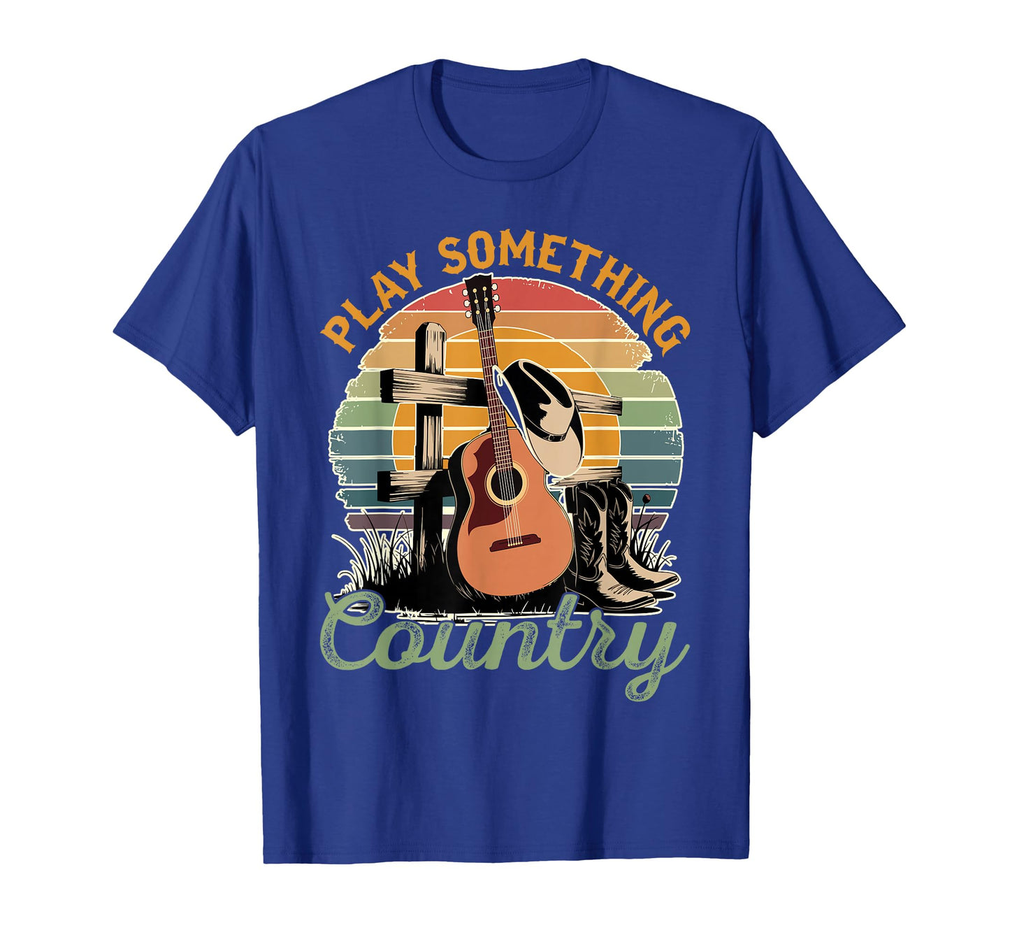 Funny Loves Country Music Country Music Festival Play Something Country T-Shirt Unisex-Adults Black Small Modern Classic U-Neck Short Sleeve T-Shirt