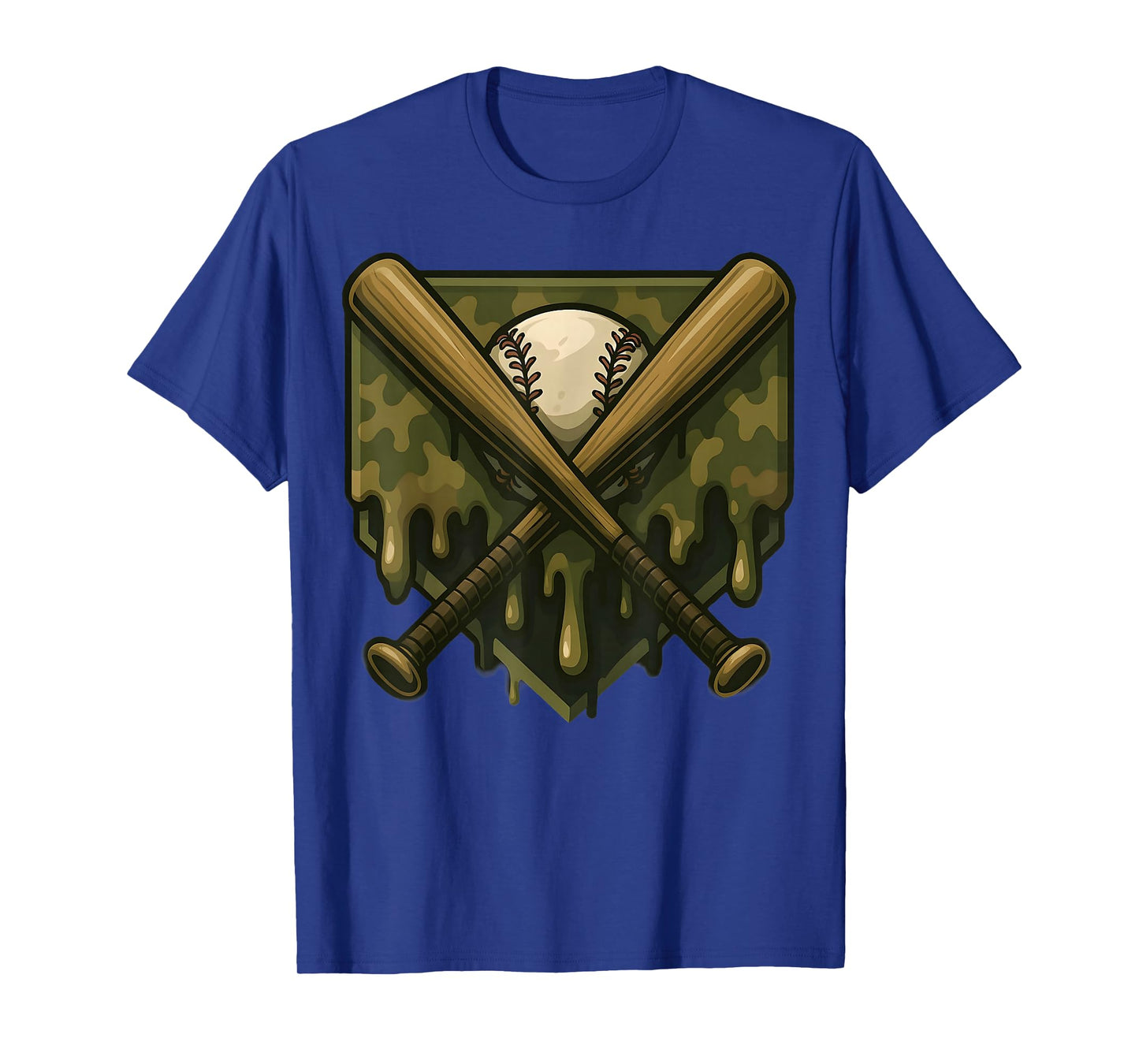Baseball Drip Camo Home Plate Boys Sports Cool Game Day Drip T-Shirt