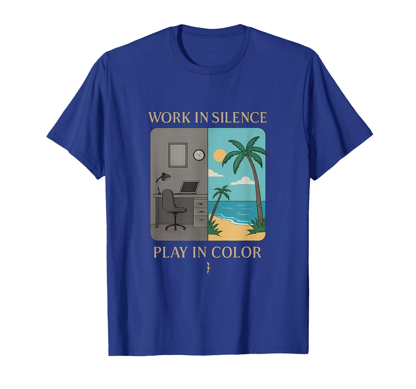 Work in Silence Play in Color Grey Turquoise Design T-Shirt