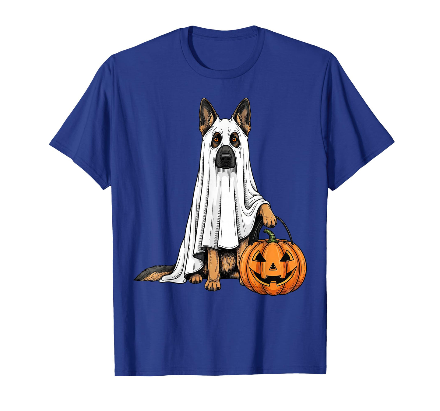 Funny German Shepherd Ghost Pumpkin Cute Spooky Dog Lover T-Shirt