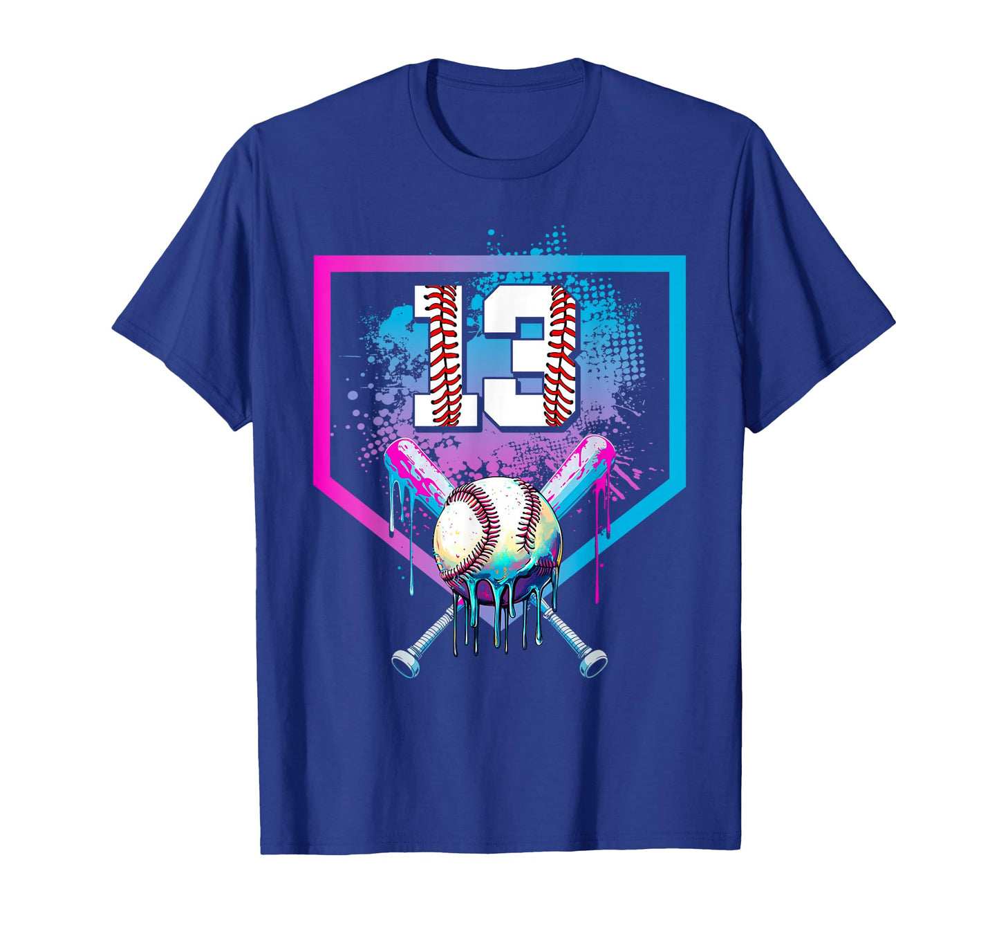 Baseball Drip 13th Birthday Home Plate Boy Youth 13 Year Old T-Shirt