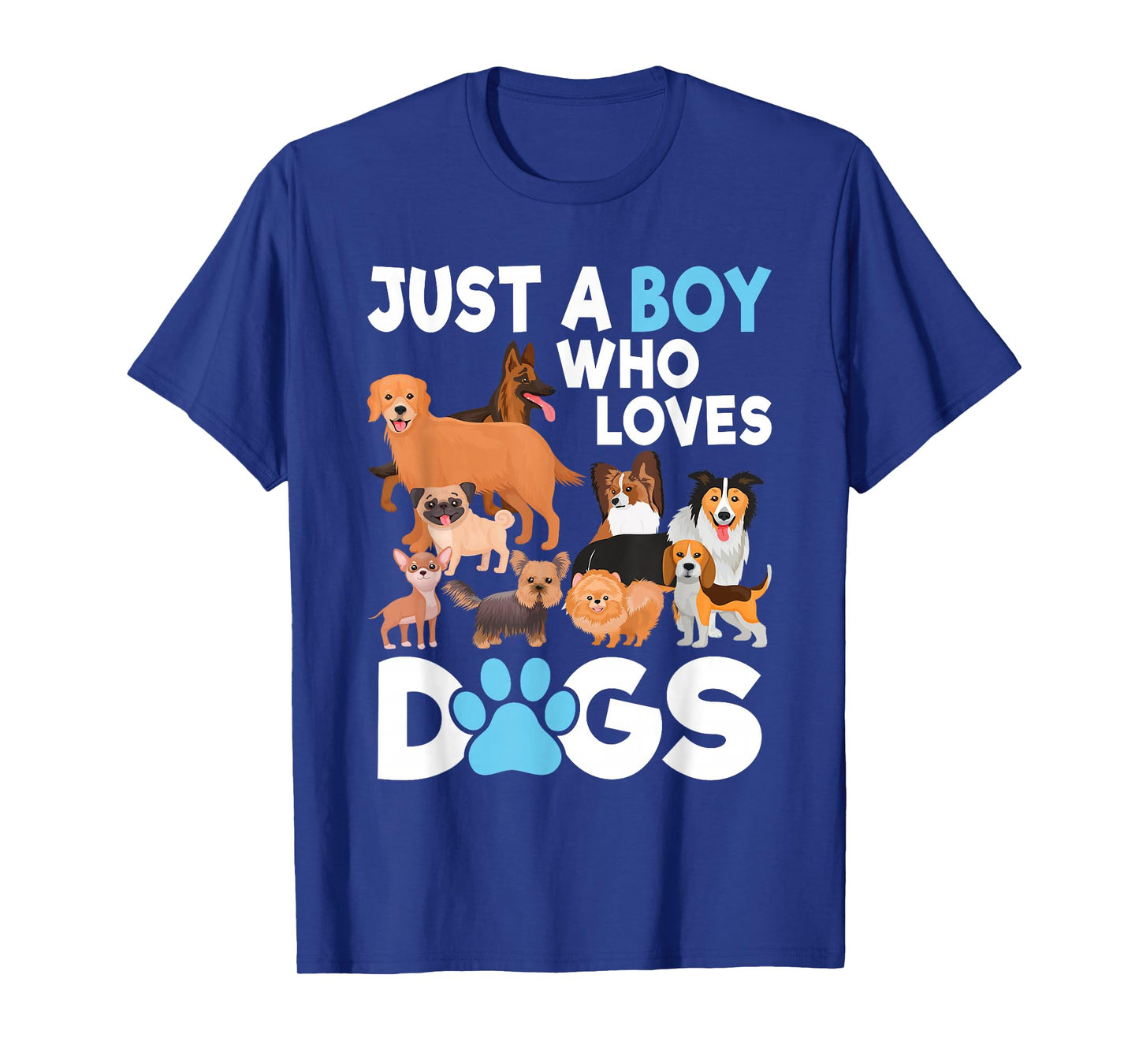 Just A Boy Who Loves Dogs Funny Dog Lover Boys Kids T-Shirt