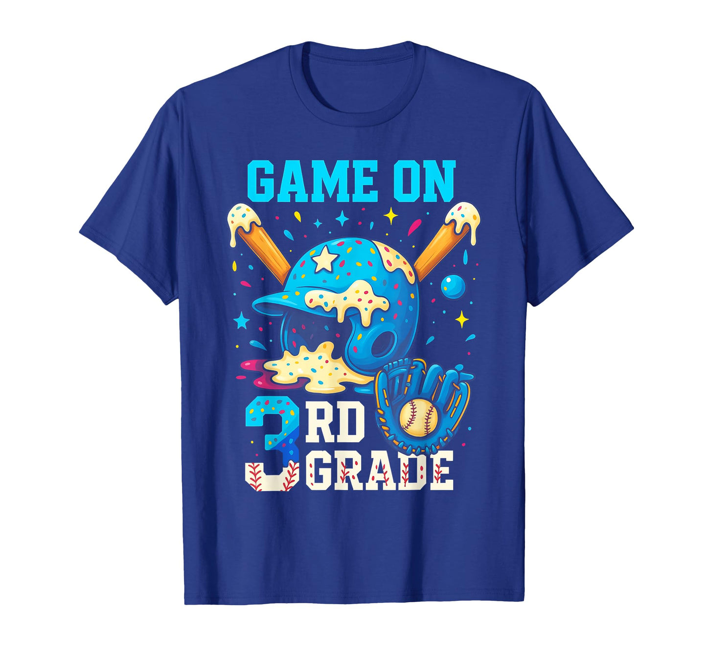 3rd Grade Back To School Baseball Drip Ice Cream Game On T-Shirt