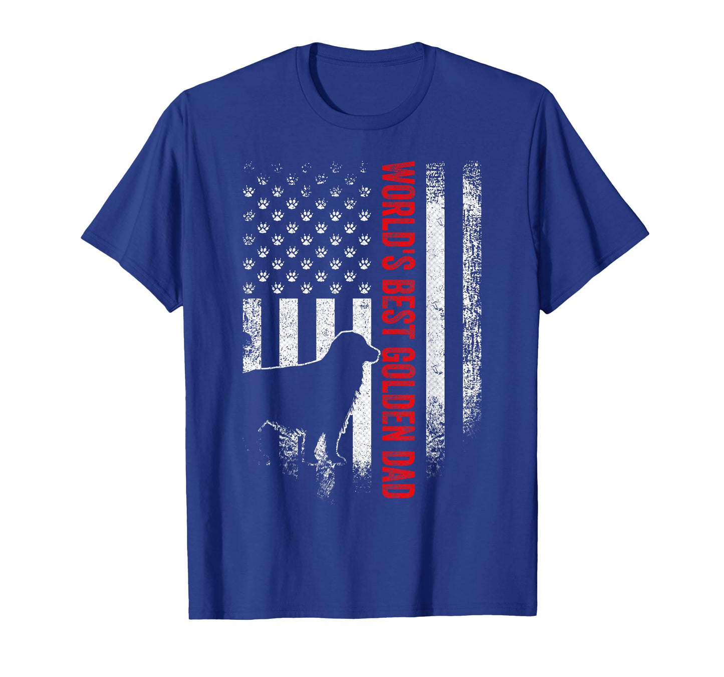 Vintage American Flag World's Best Golden Retriever Dad Gift T-Shirt