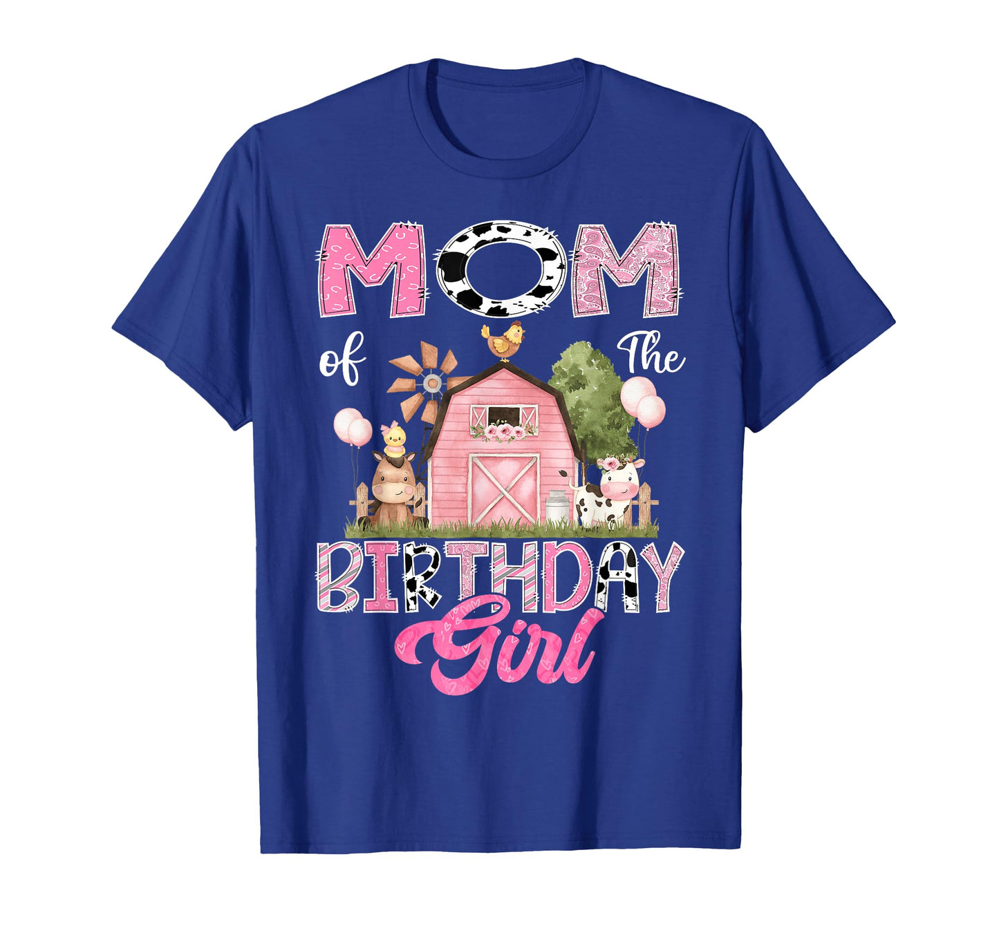 Mom Of The Birthday Girl Farm Cow Pink 1St Birthday T-Shirt