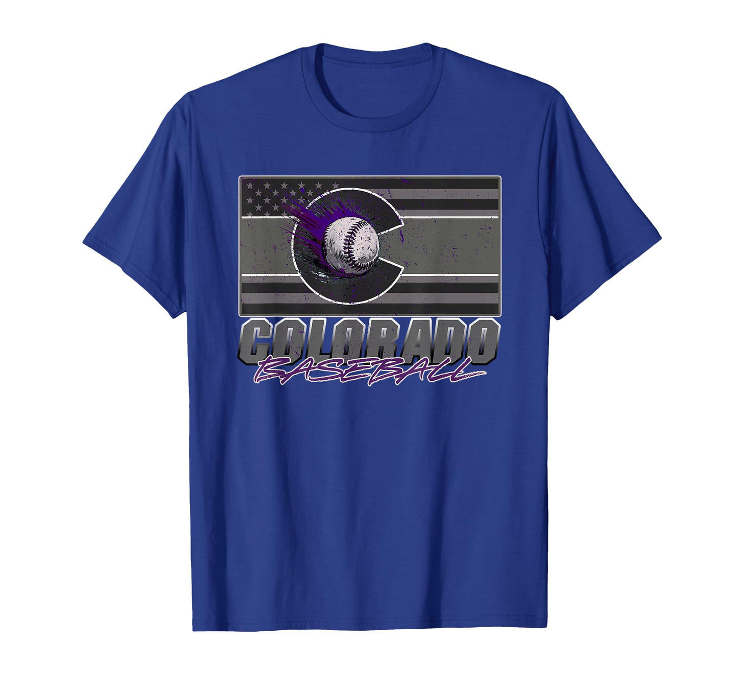 Colorado Flag / USA Flag Baseball Colorado Baseball Graphic T-Shirt