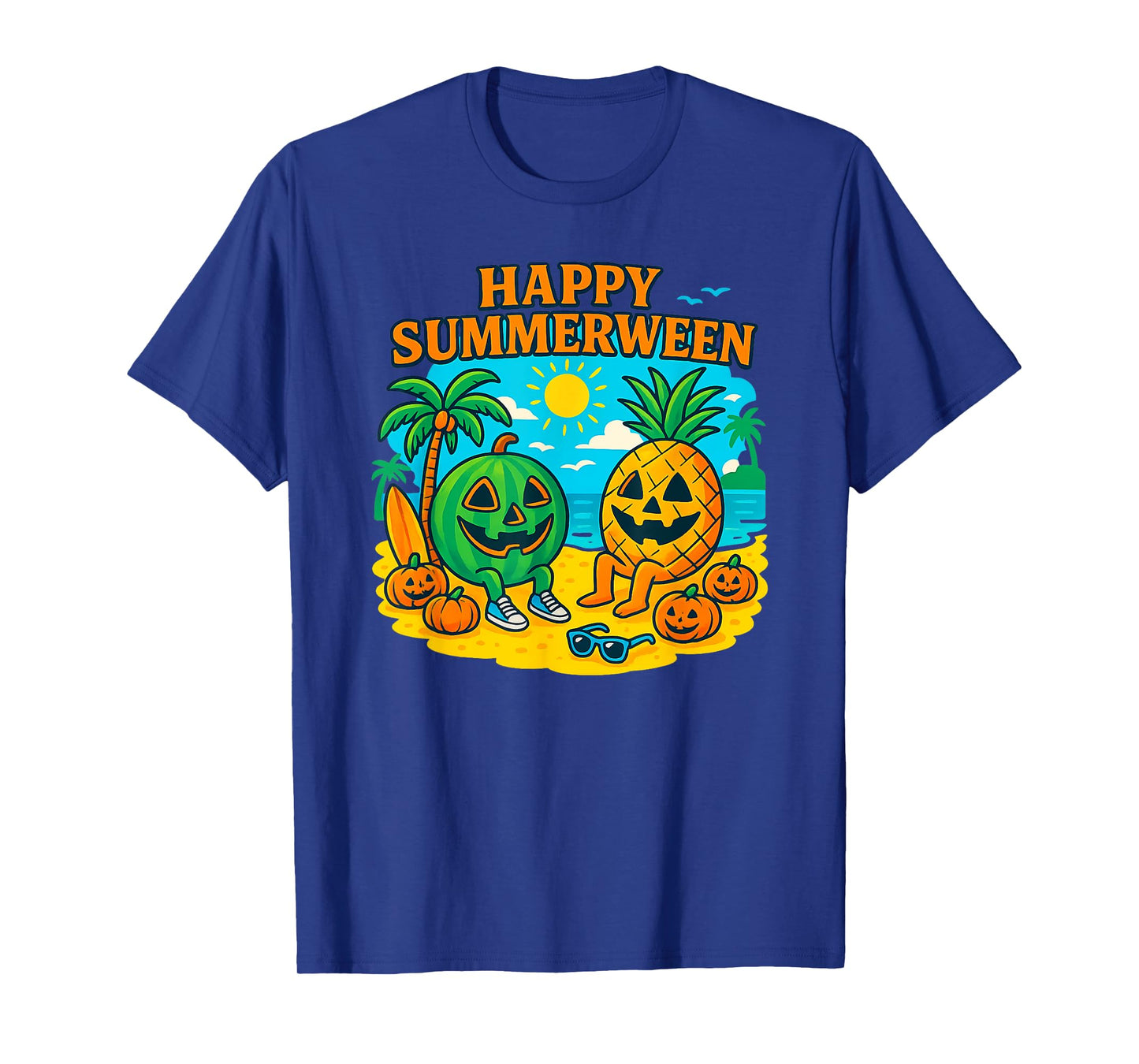 Funny Summerween Cute Watermelon & Pineapple Beach Vibes T-Shirt