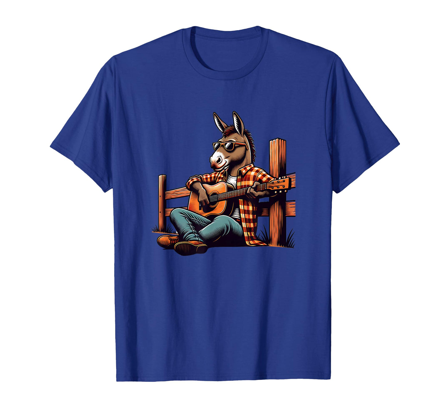 Cool Donkey Playing Guitar Country Music Sunglasses T-Shirt