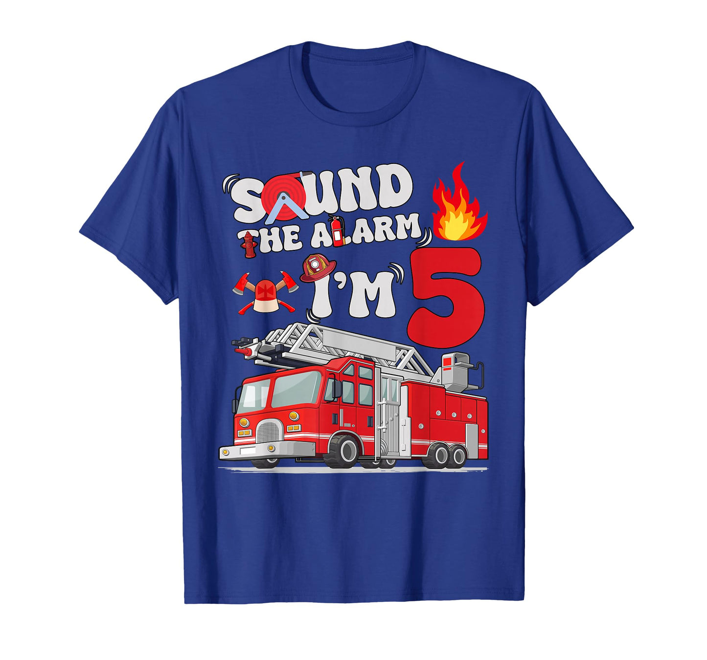 Sound The Alarm I'm 5 One Truck 5th Birthday Boys Party T-Shirt