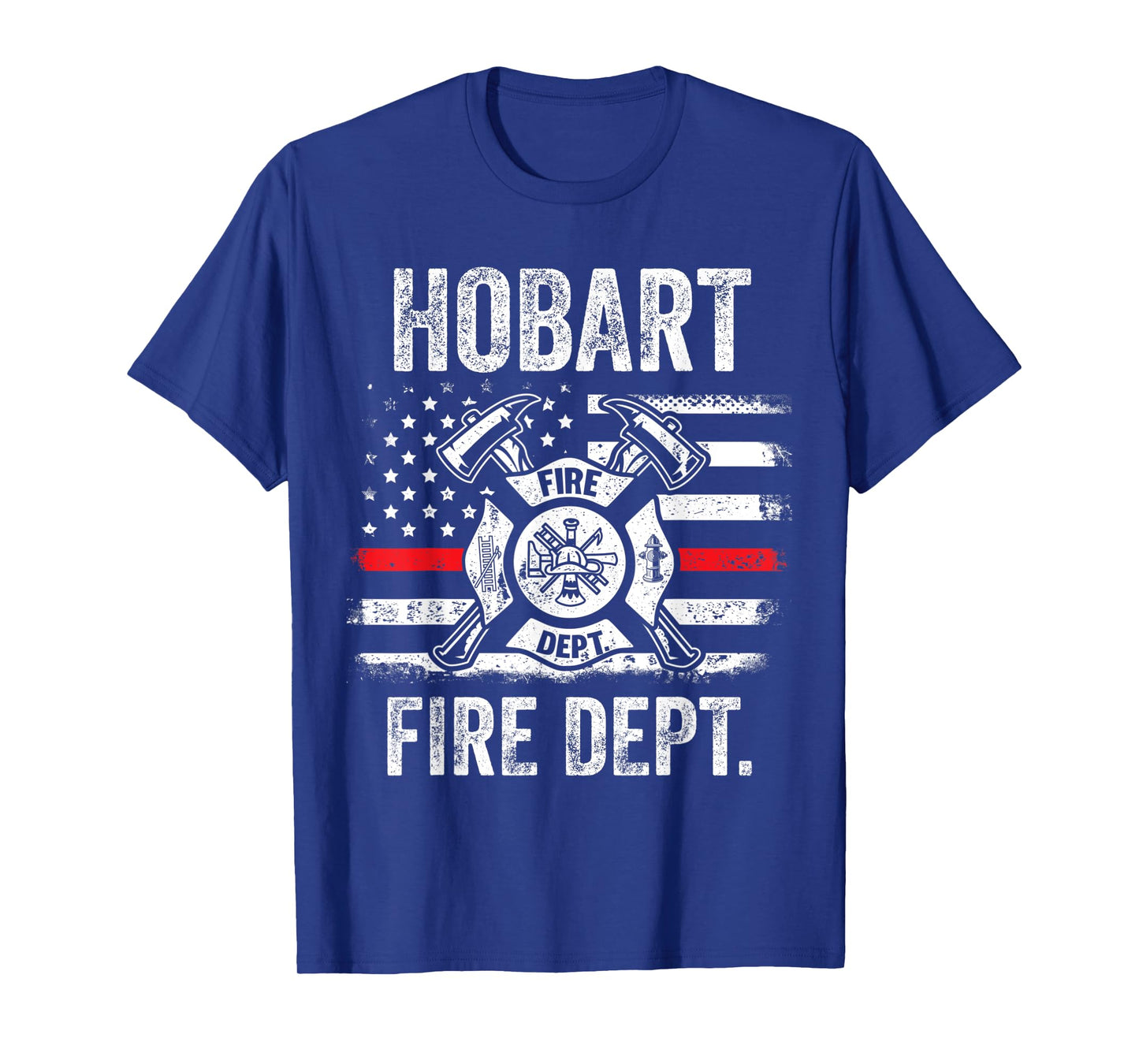 Hobart Indiana Fire Department Thin Red Line Fireman T-Shirt