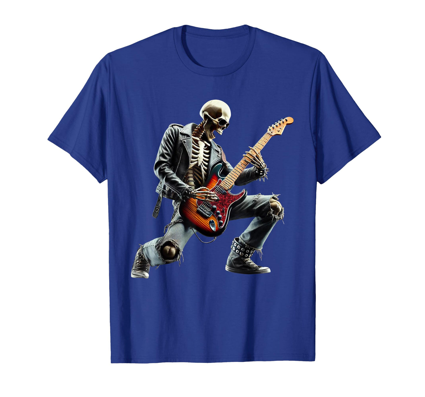 Skeleton Playing Guitar Rock Star Ghost Solo Guitar T-Shirt