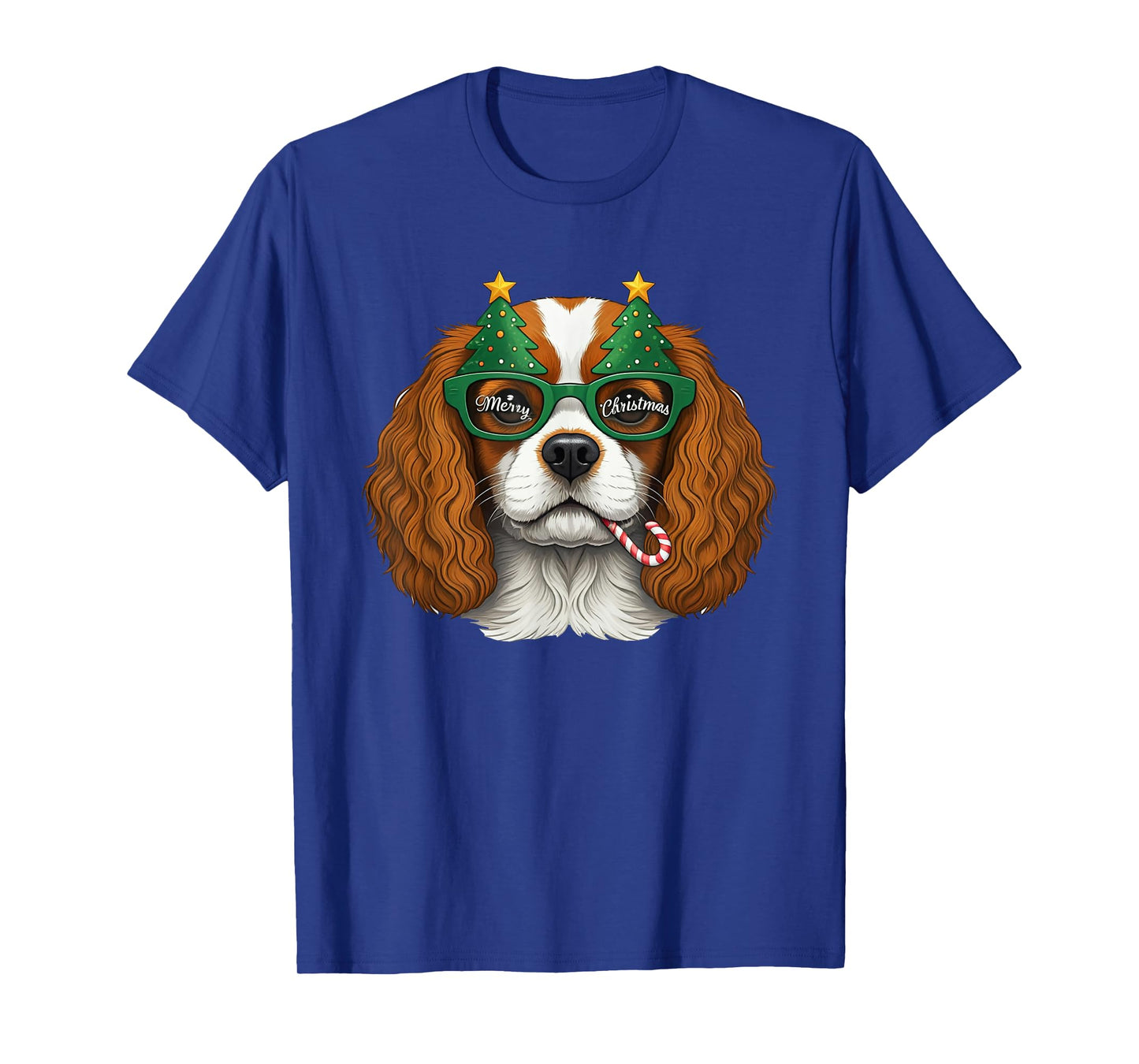 Christmas Tree Sunglasses Cavalier King Charles Spaniel T-Shirt