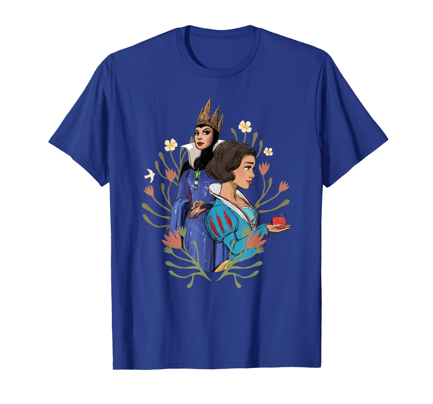 Disney Snow White And Evil Queen Surrounded By Flowers T-Shirt