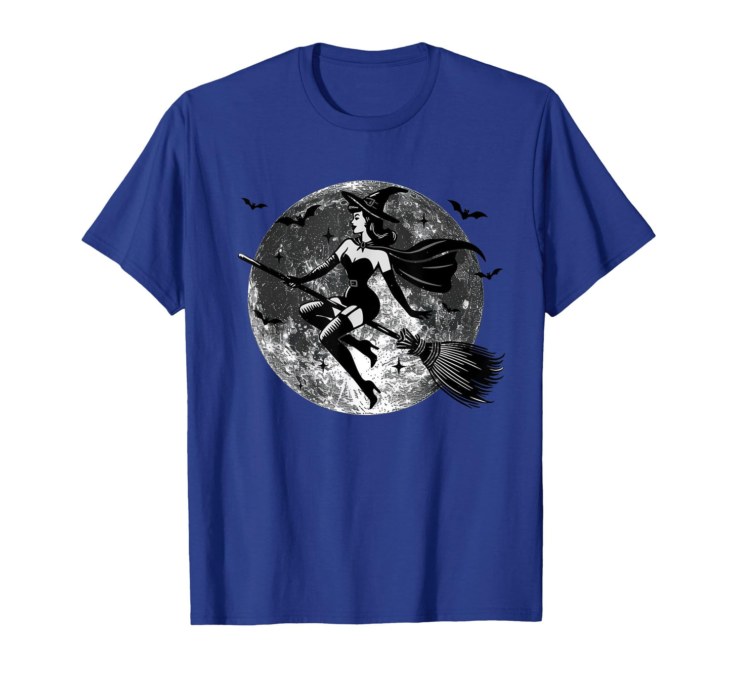 Retro Vintage Sexy Witch on the Broom Moon Halloween Tee T-Shirt