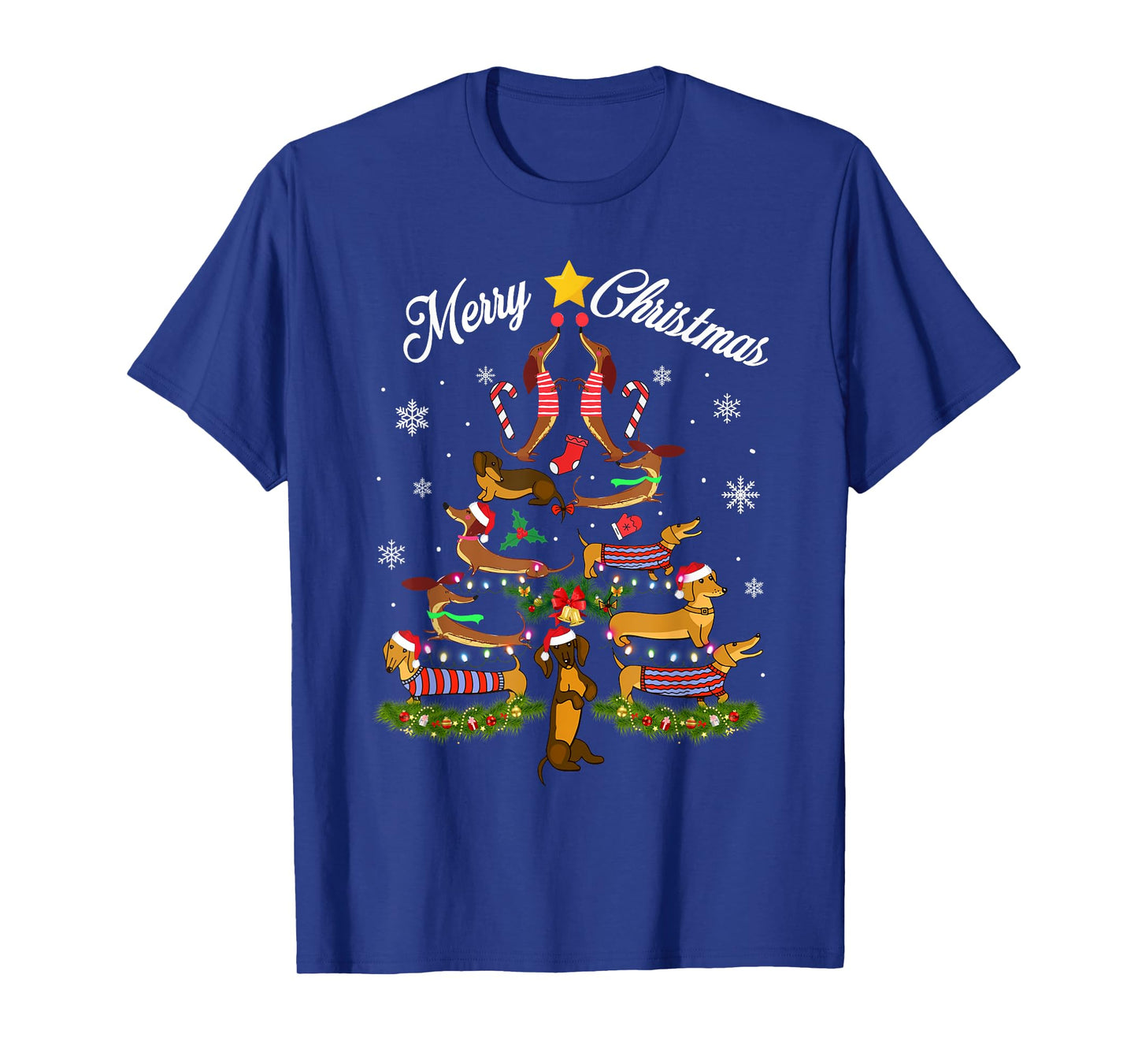 Dachshund Merry Christmas Tree Light Funny Dackel Dachshund T-Shirt