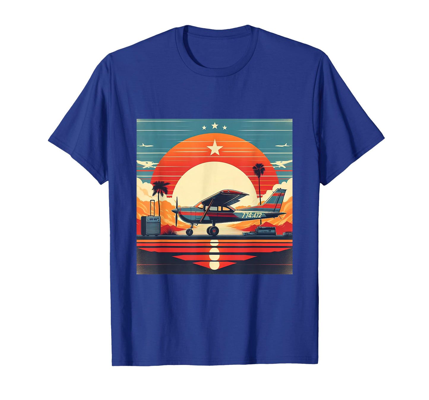 C-172 Skyhawk Vintage C172 Airplane Retro Sunset Pilot T-Shirt