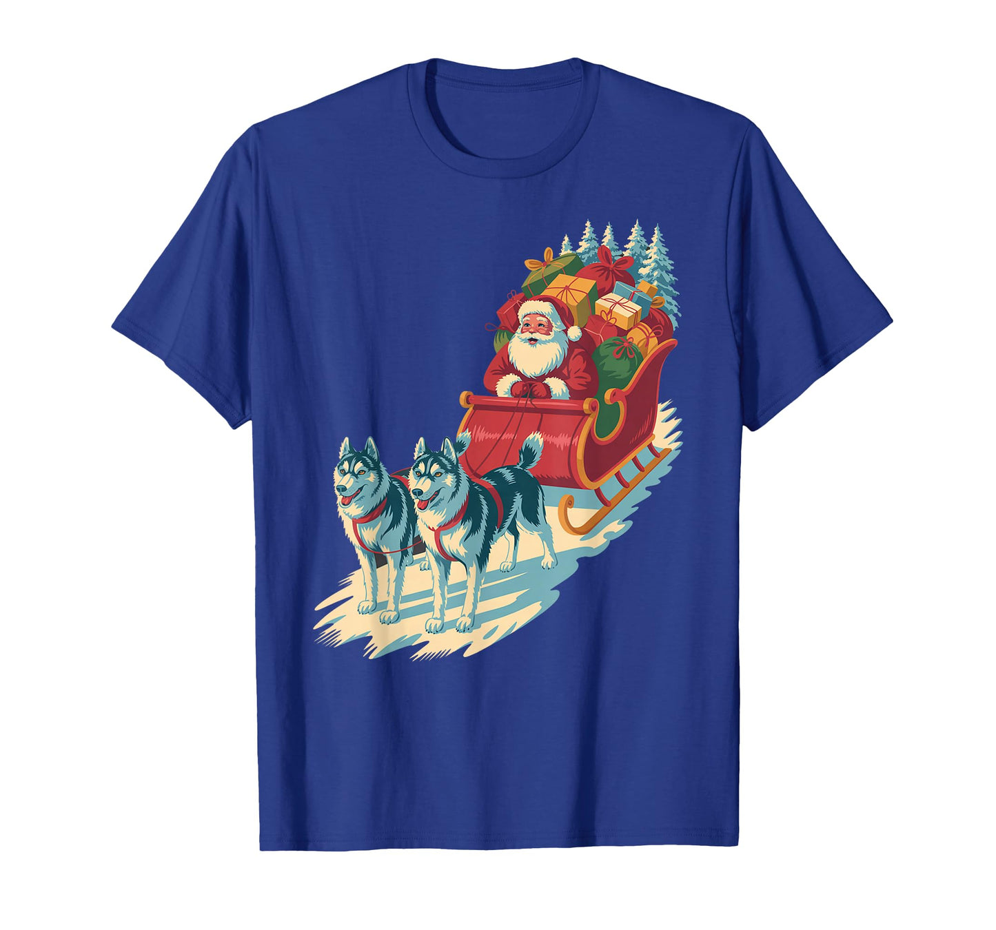 Funny Santa Husky Sleigh Ride – Vintage Holiday Classic T-Shirt