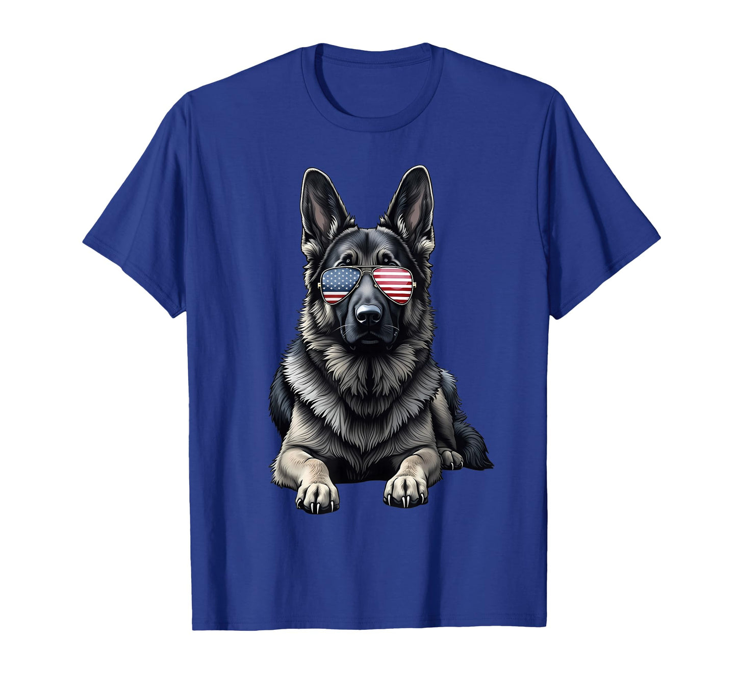 German Shepherd USA Flag Sunglasses Patriotic 4th of July T-Shirt
