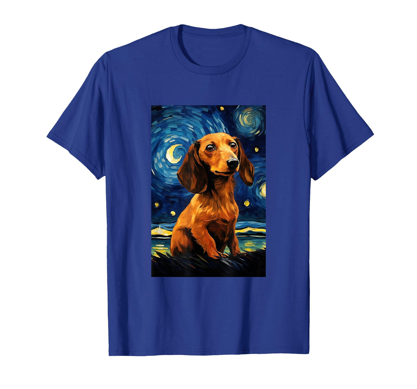 Cute Dachshund Dog Doggy - Van Gogh Style - Starry Night T-Shirt
