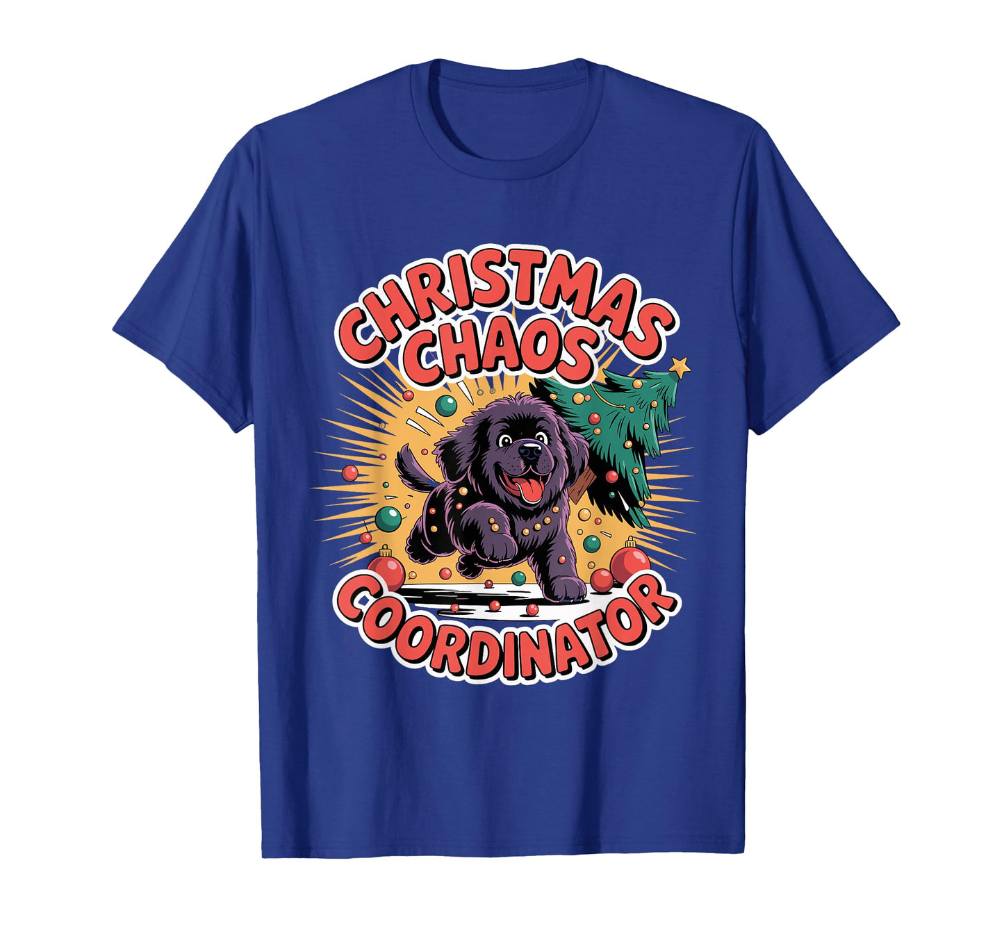 Christmas Chaos Coordinator Xmas Puppy Funny Newfoundland T-Shirt
