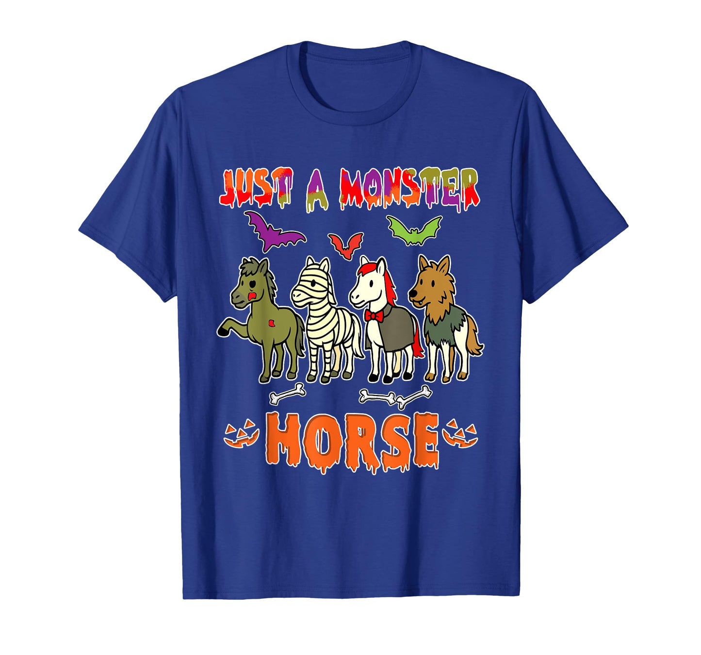 A Monster Halloween Group Horses Cosplay Zombies Mummies T-Shirt