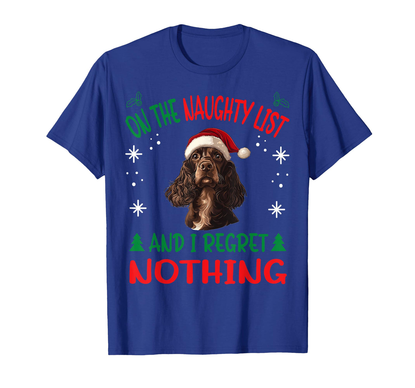 Cute English Cocker Spaniel Dog Christmas On The Naughty T-Shirt